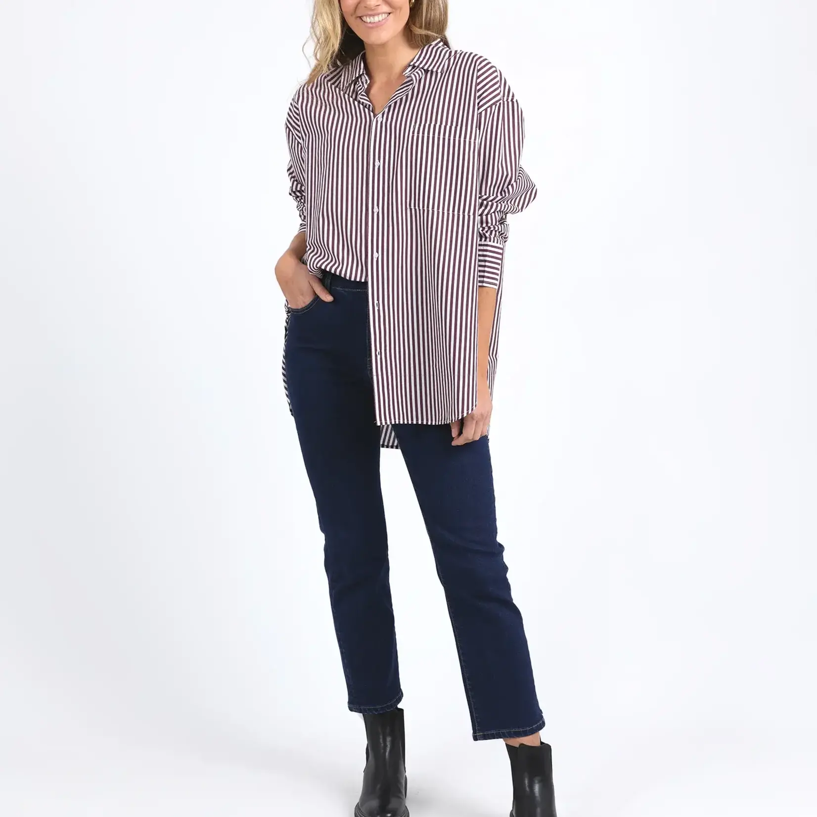 Lila Stripe Shirt - Merlot White