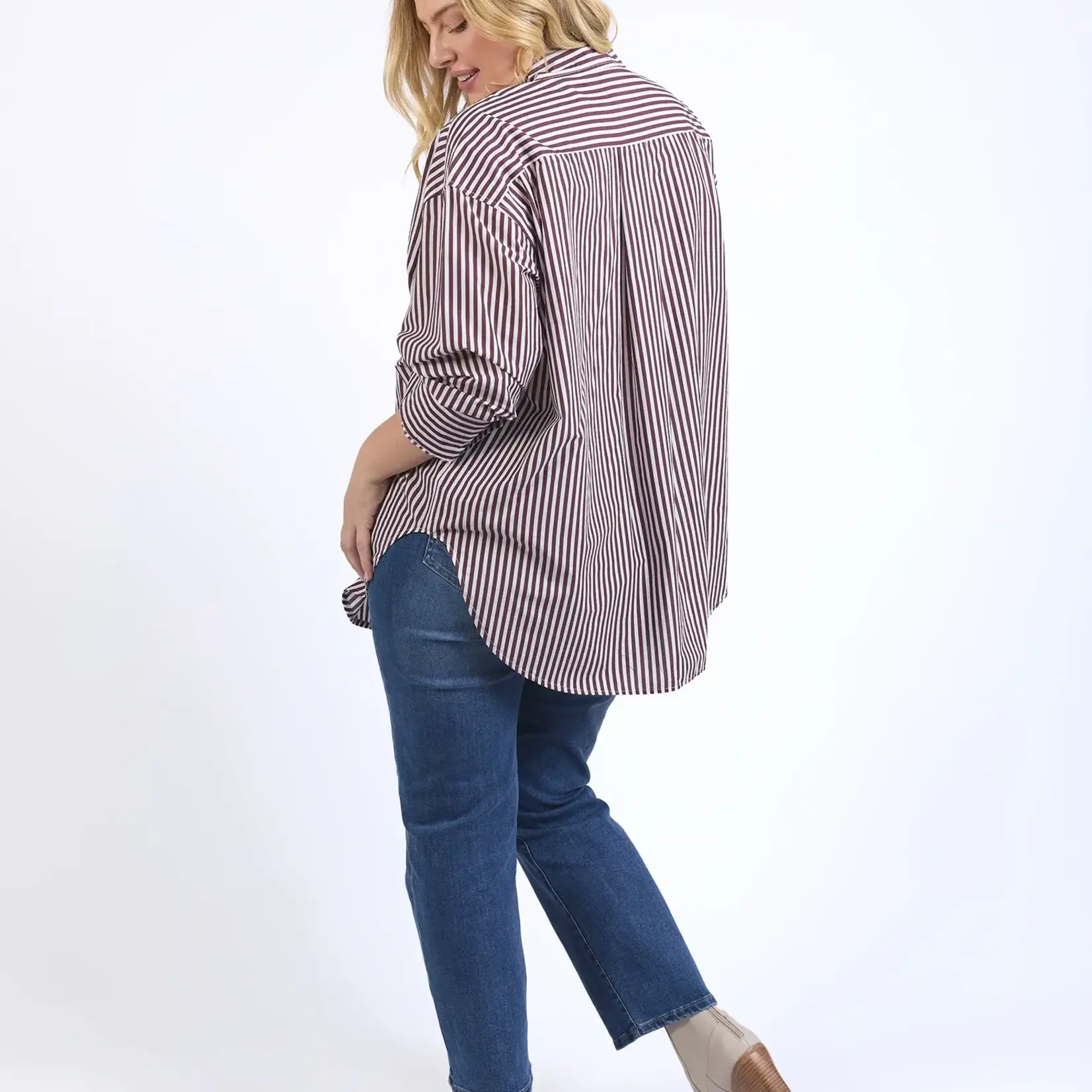 Lila Stripe Shirt - Merlot White
