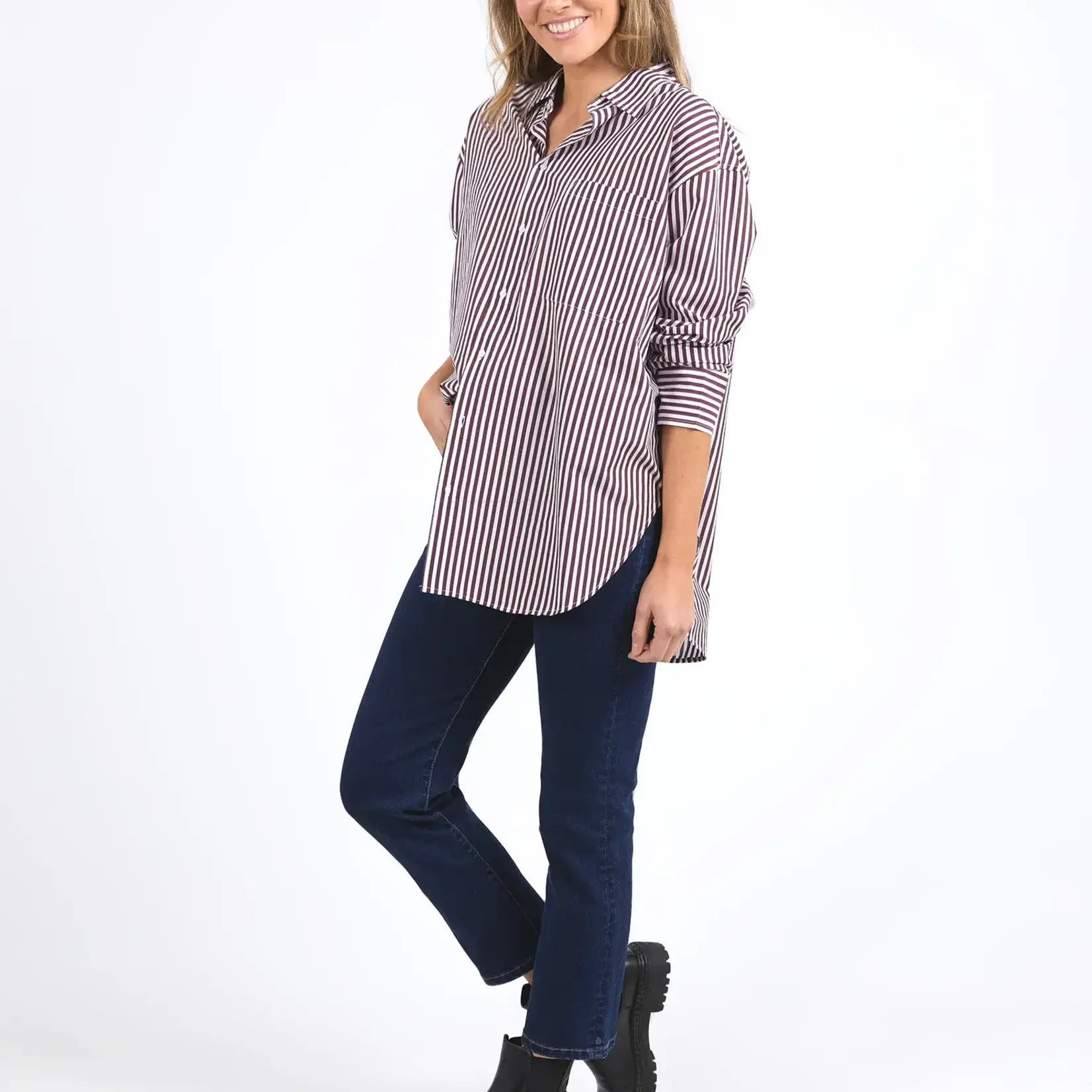 Lila Stripe Shirt - Merlot White