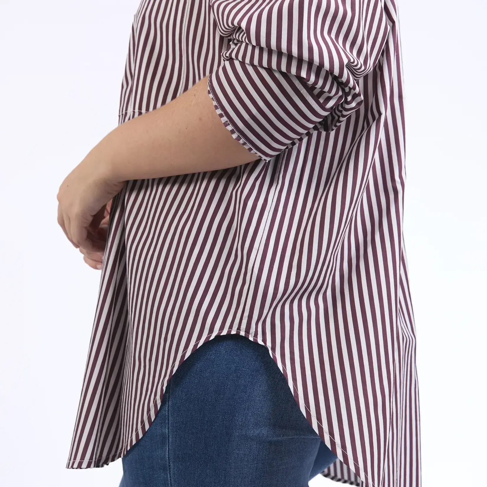 Lila Stripe Shirt - Merlot White