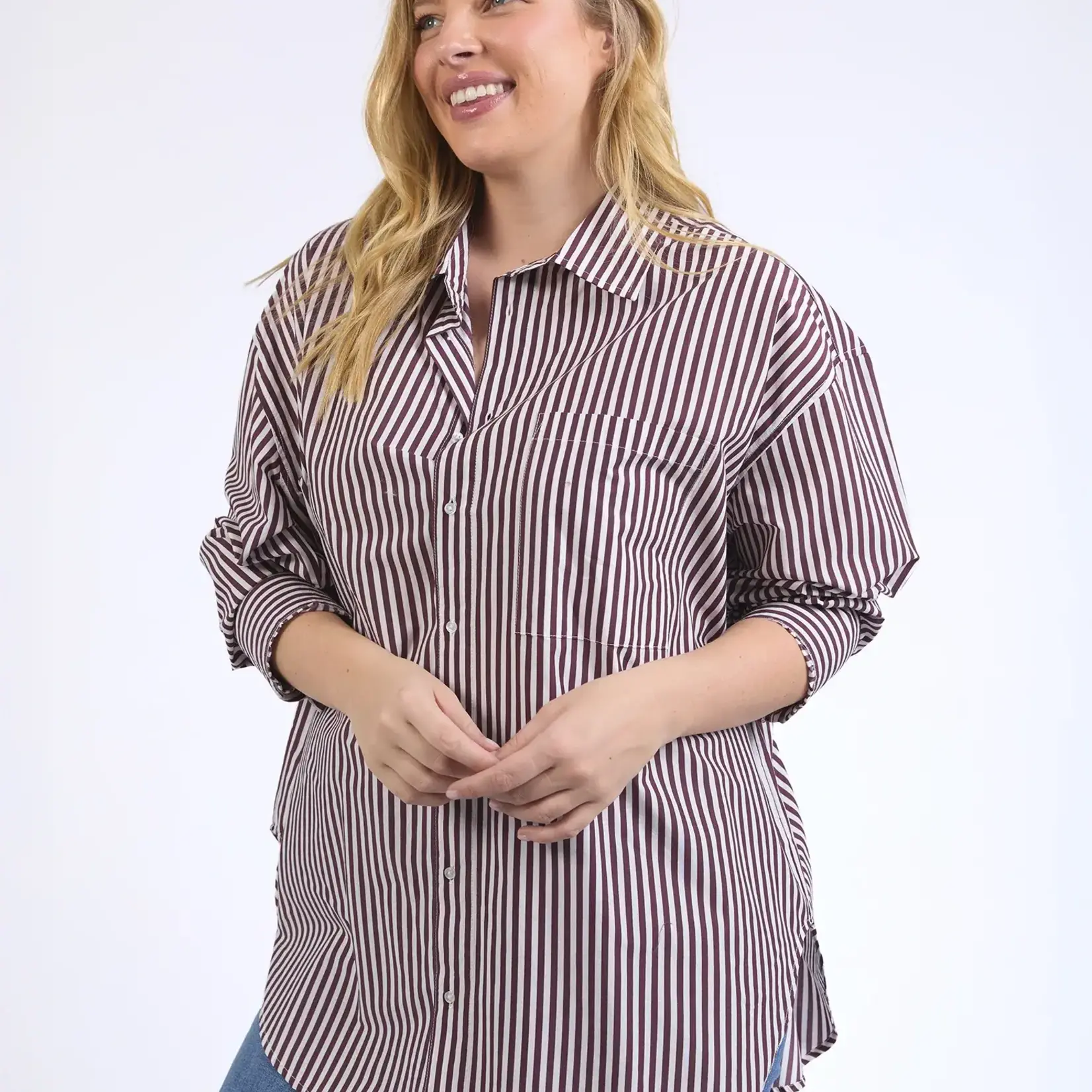 Lila Stripe Shirt - Merlot White