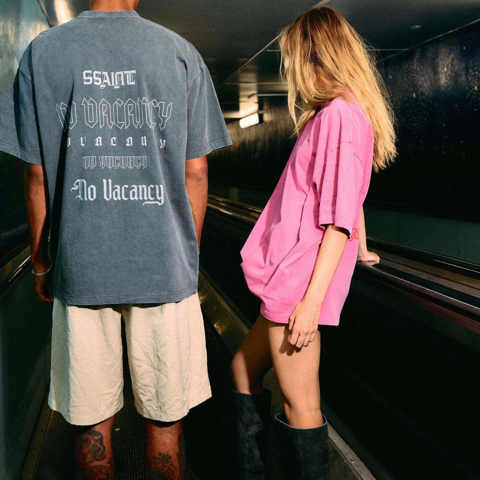 Ssaint No Vacancy Tee - Acid Wash Charcoal