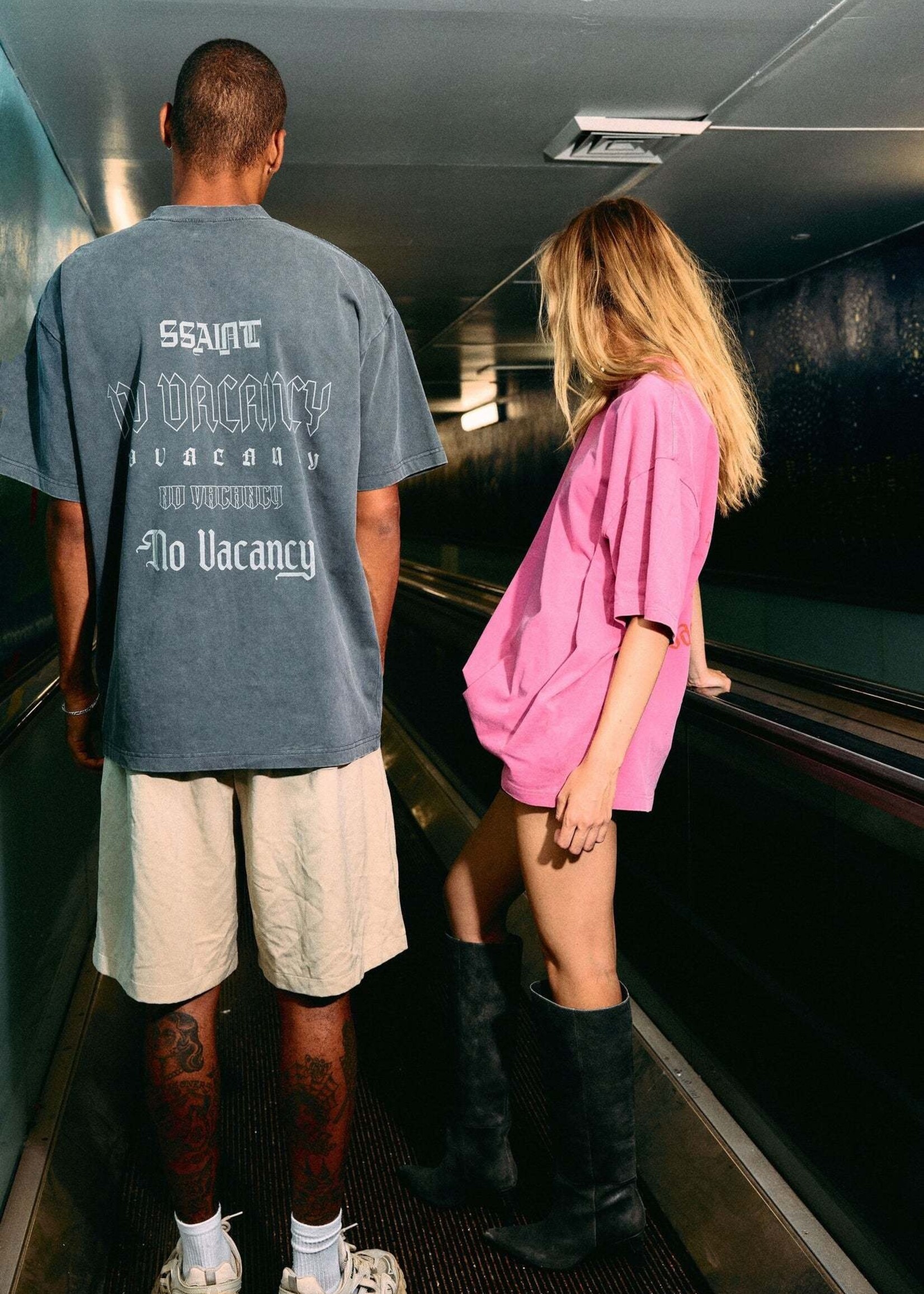 Ssaint No Vacancy Tee - Acid Wash Charcoal