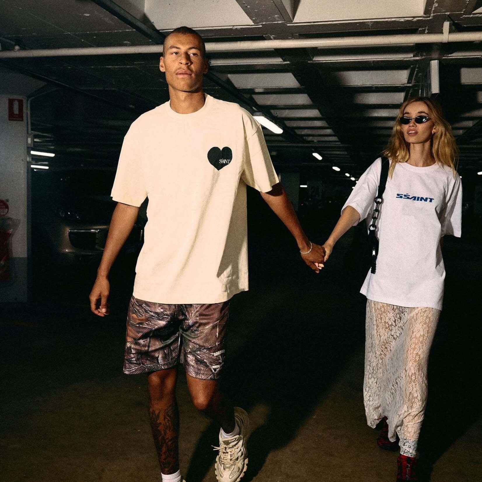 Ssaint Heart Tee - Cream & Black