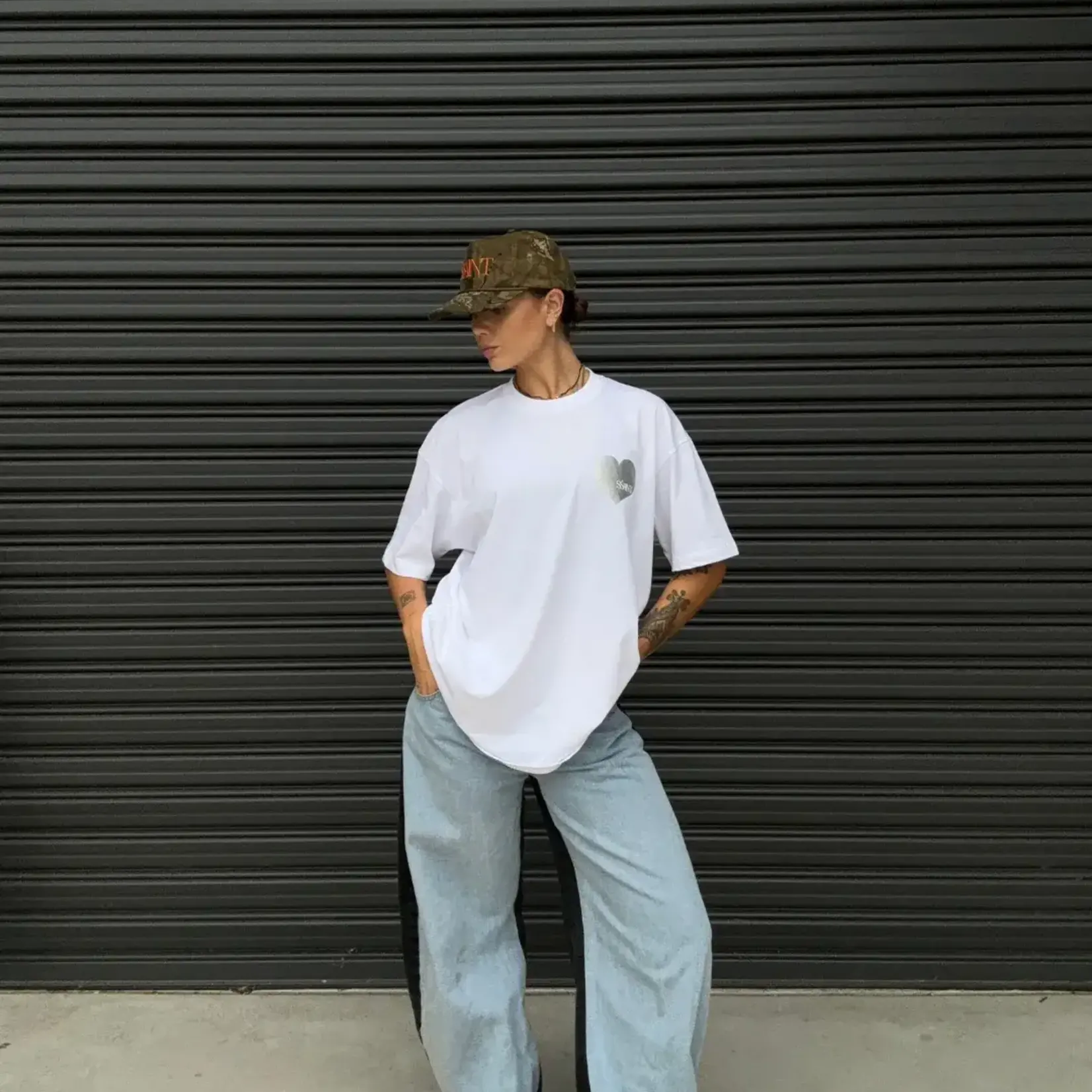 Ssaint Heart Tee - White & Silver