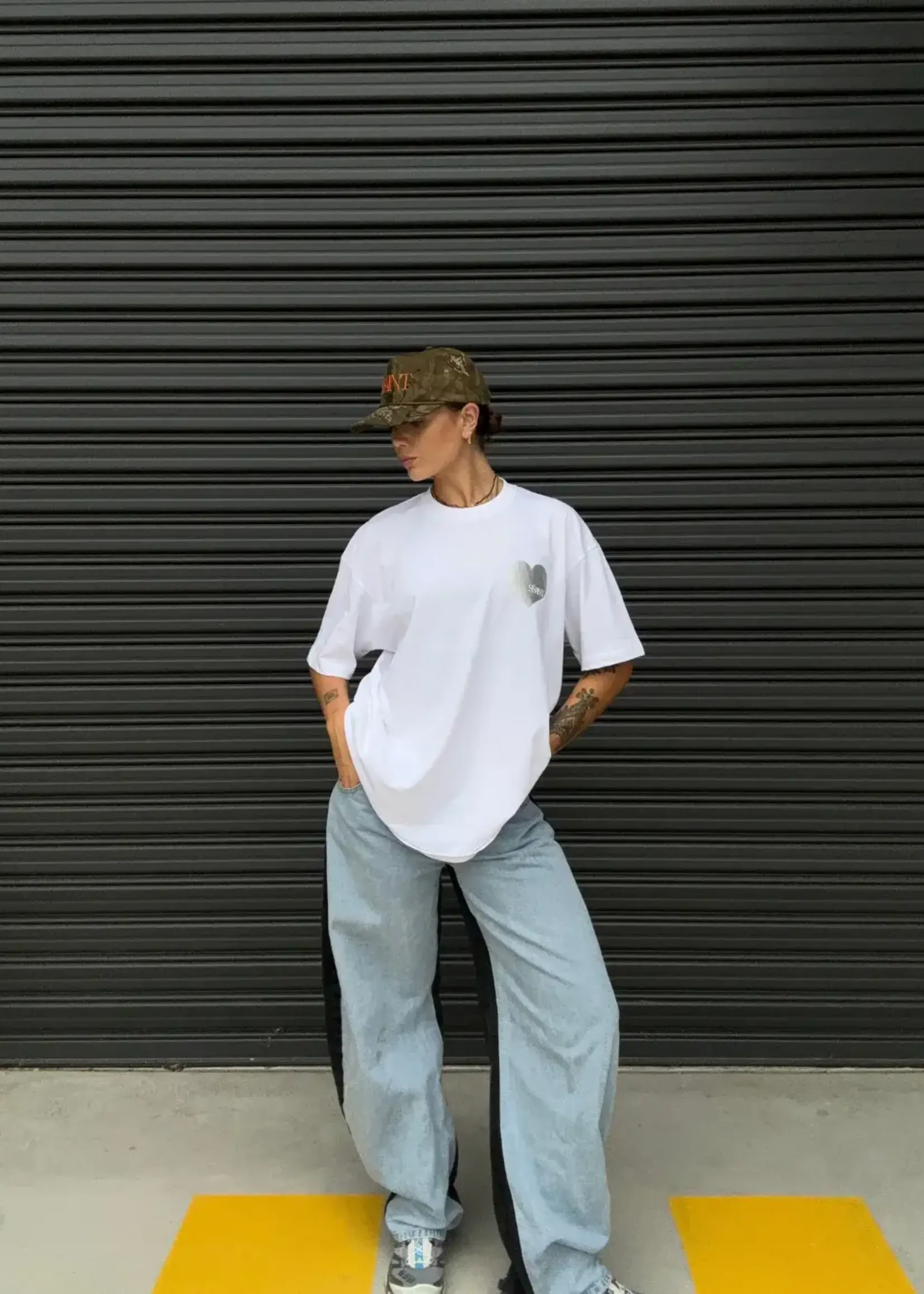 Ssaint Heart Tee - White & Silver