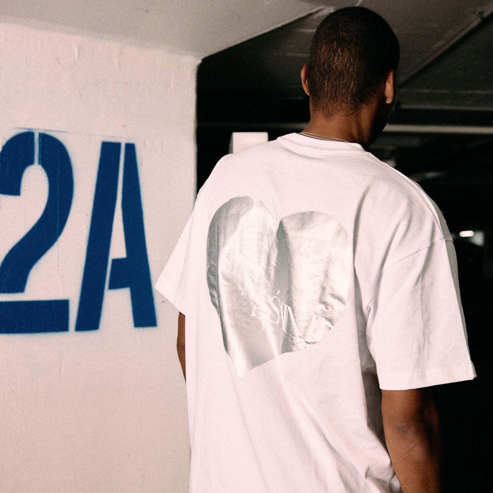 Ssaint Heart Tee - White & Silver