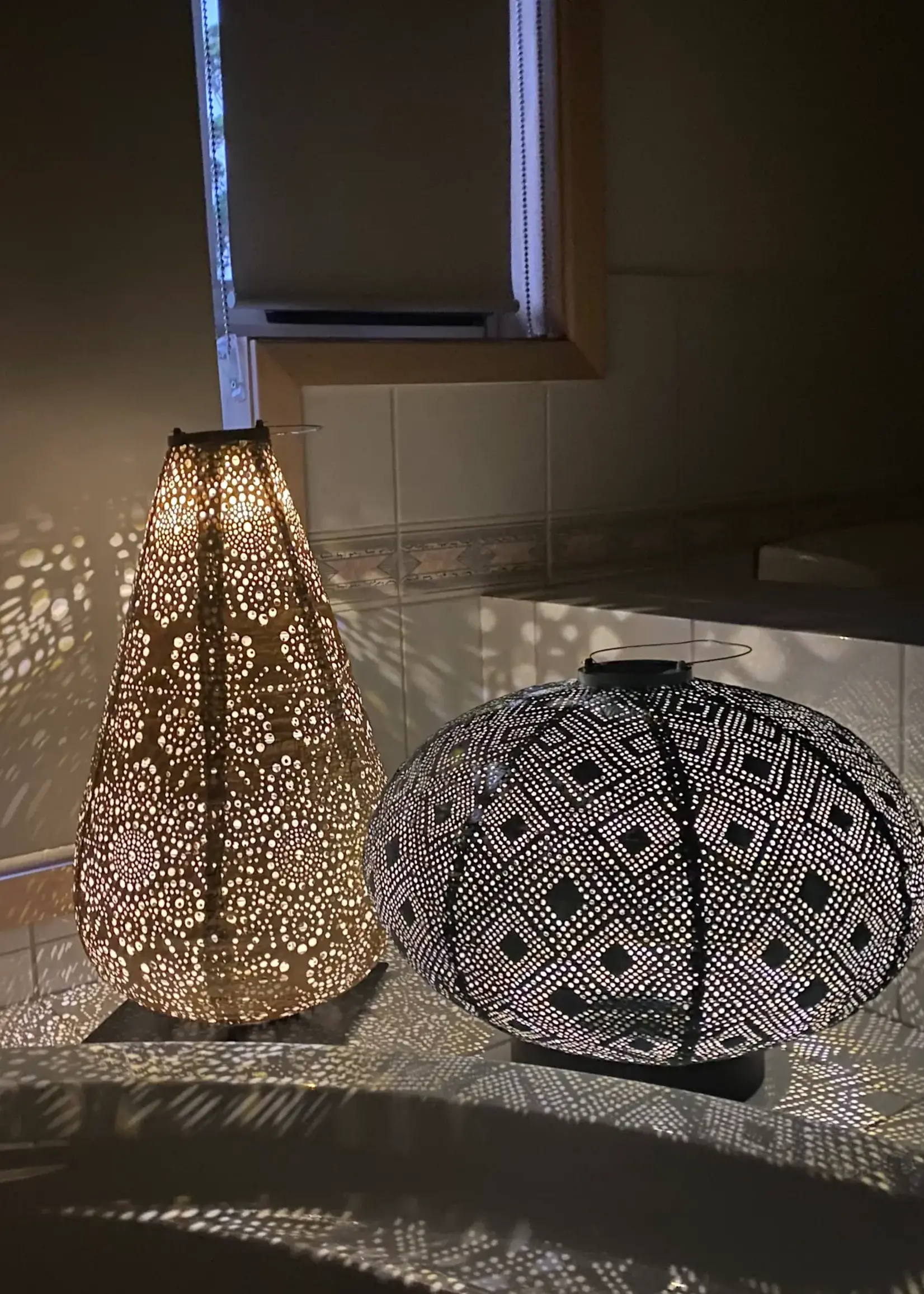 Solar Lantern - Oval 40 - Grey Blue