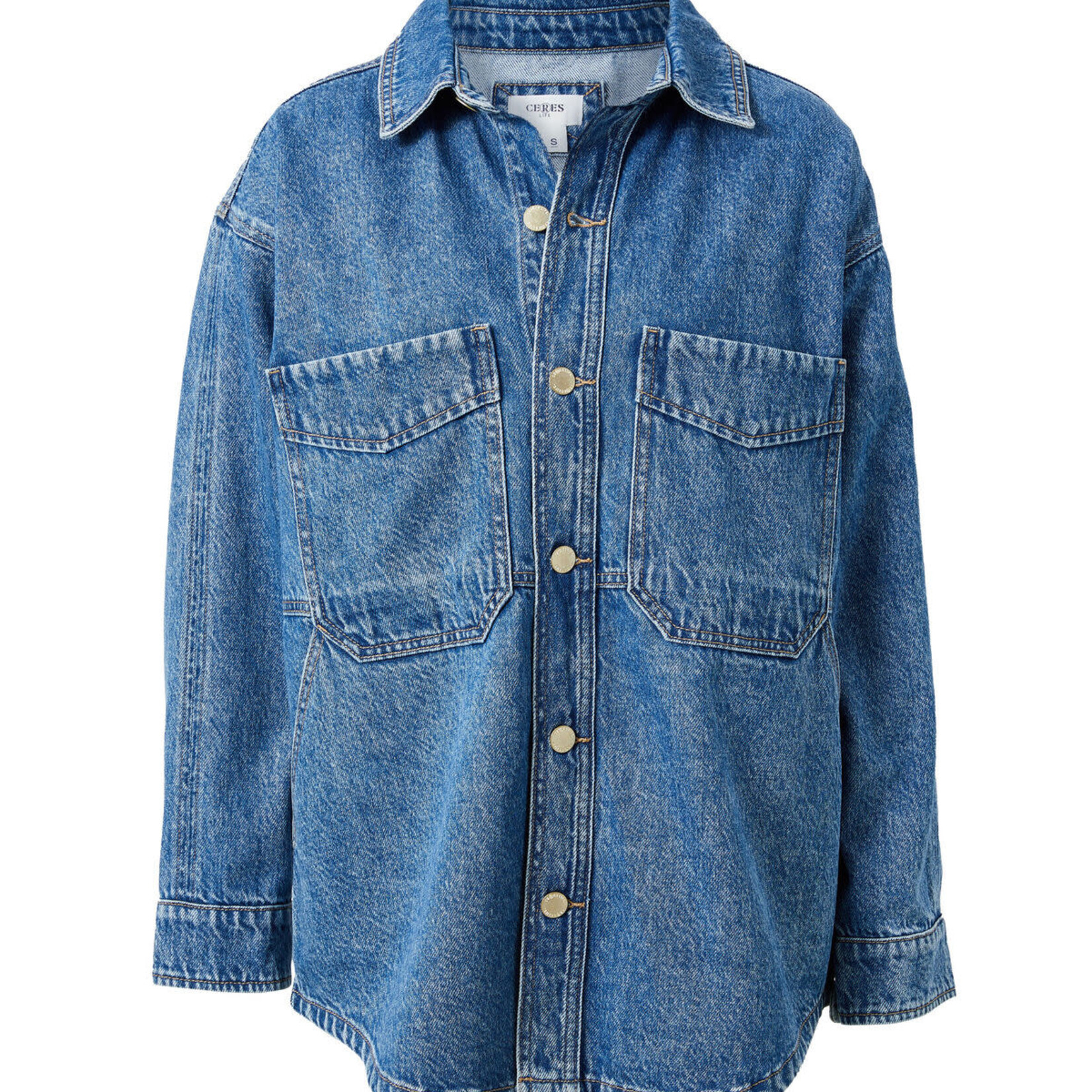 Ceres Life Bobbi Side Pocket Denim Shacket/Fresh