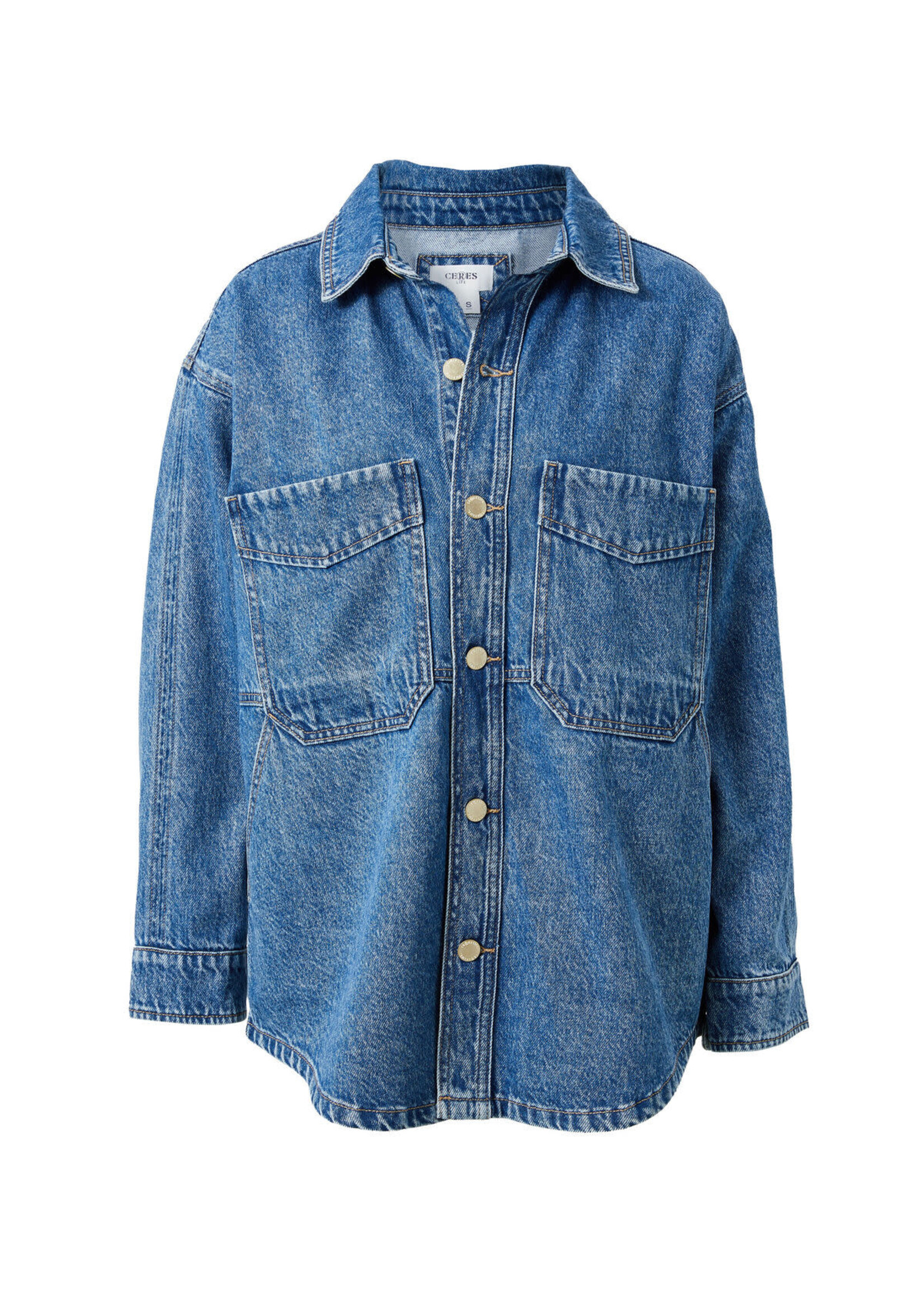 Ceres Life Bobbi Side Pocket Denim Shacket/Fresh