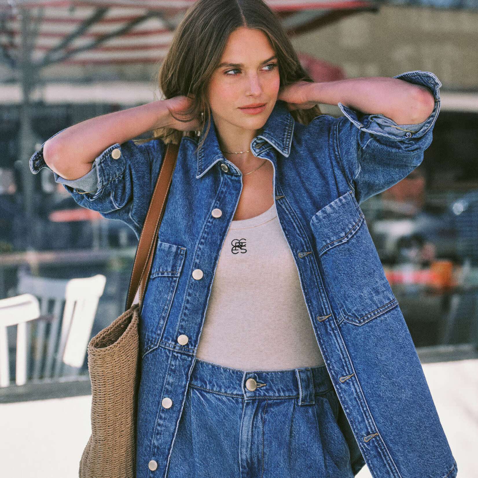 Ceres Life Bobbi Side Pocket Denim Shacket/Fresh