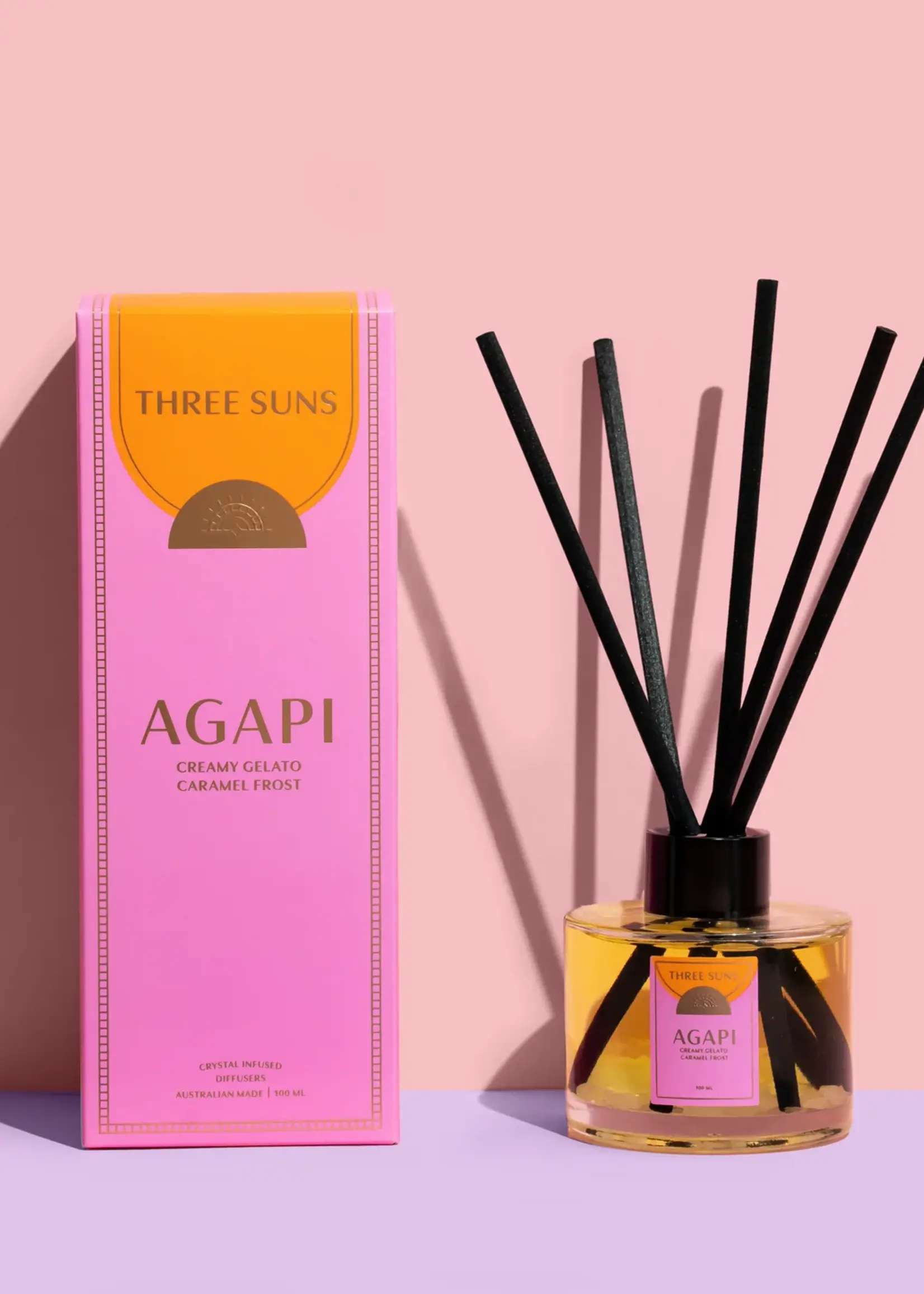 Three Suns Agapi | 100ml Diffuser Of Love | Creamy Vanilla Gelato Caramel Frost