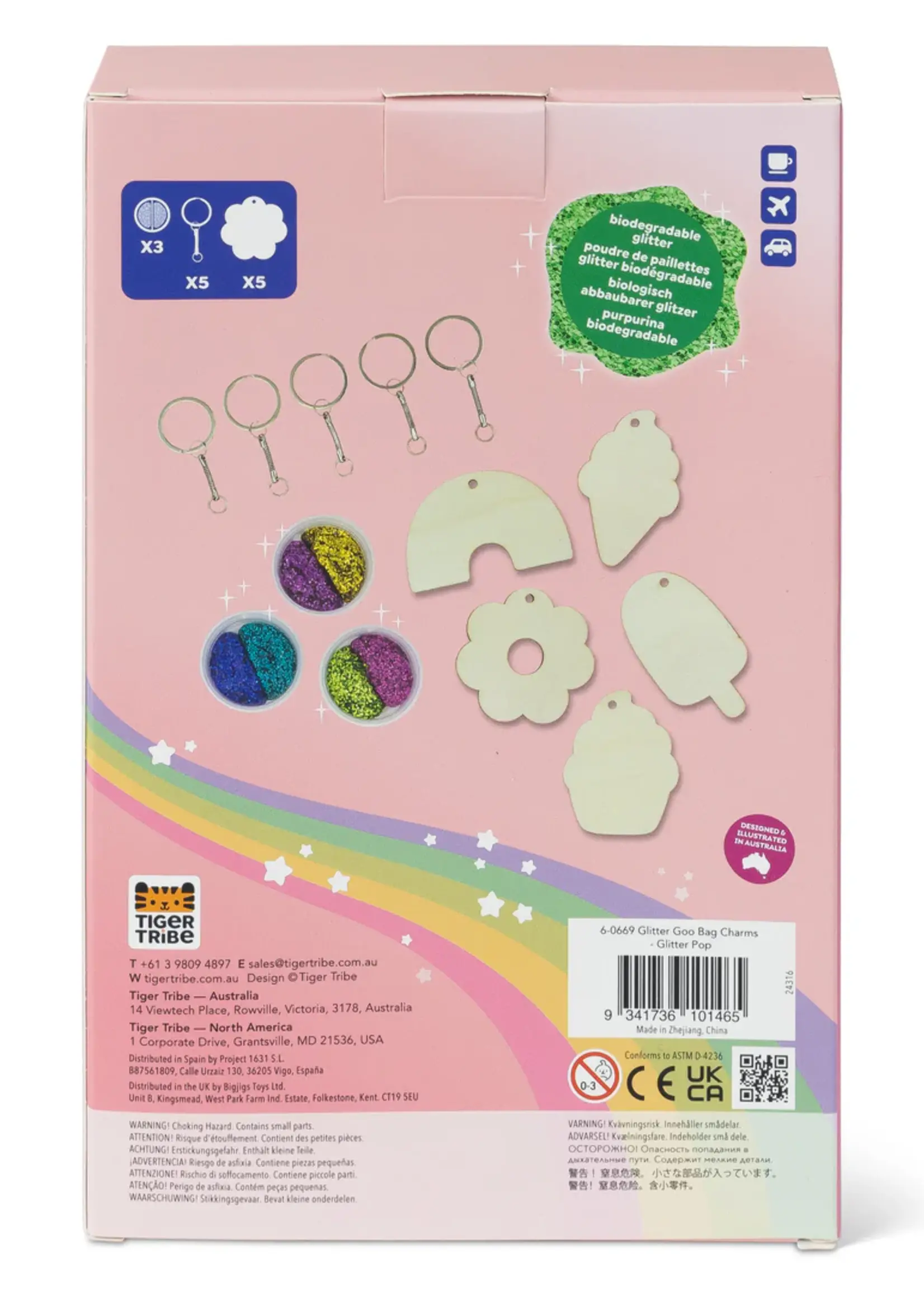 Tiger Tribe Glitter Bag Charms Glitter Pop