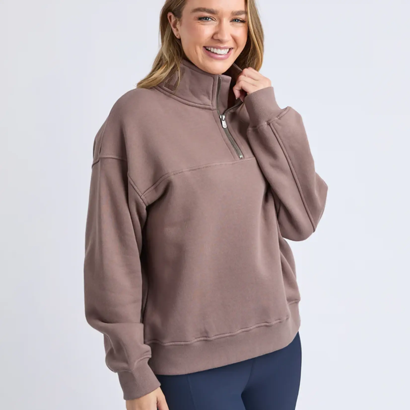 Foxwood College Zip Crew - Mocha