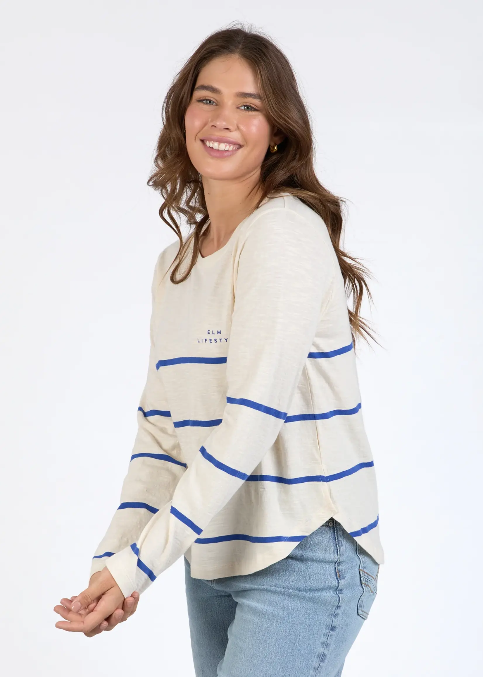 Elm Lifestyle Crosby L/S Tee Blue & White Stripe