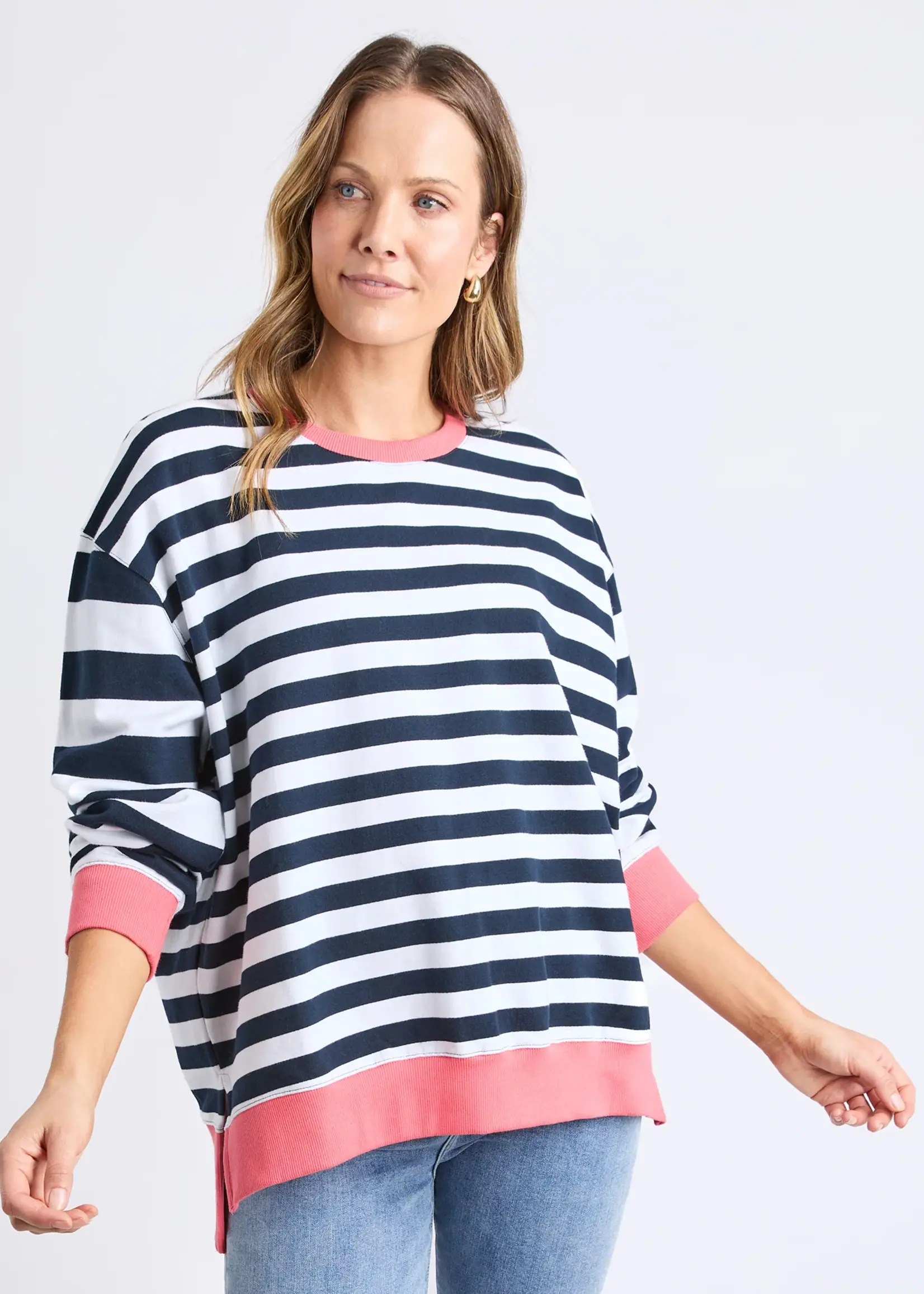 Elm Lifestyle Vivid Crew Navy/While Stripe