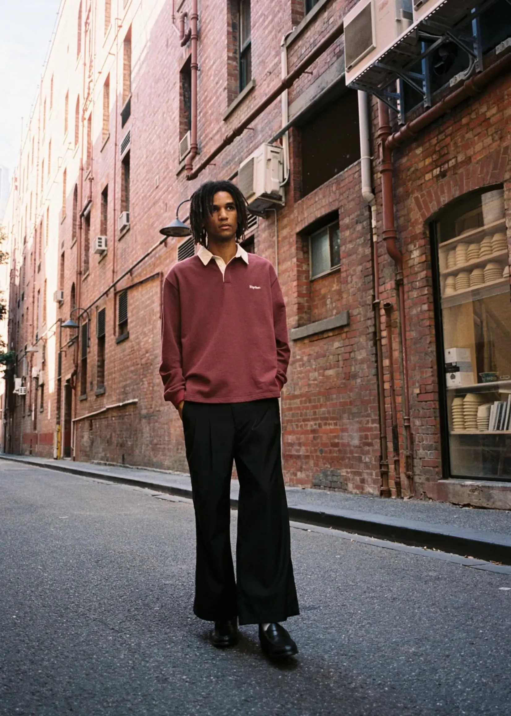 Rhythm Vintage Rugby LS Polo - Merlot