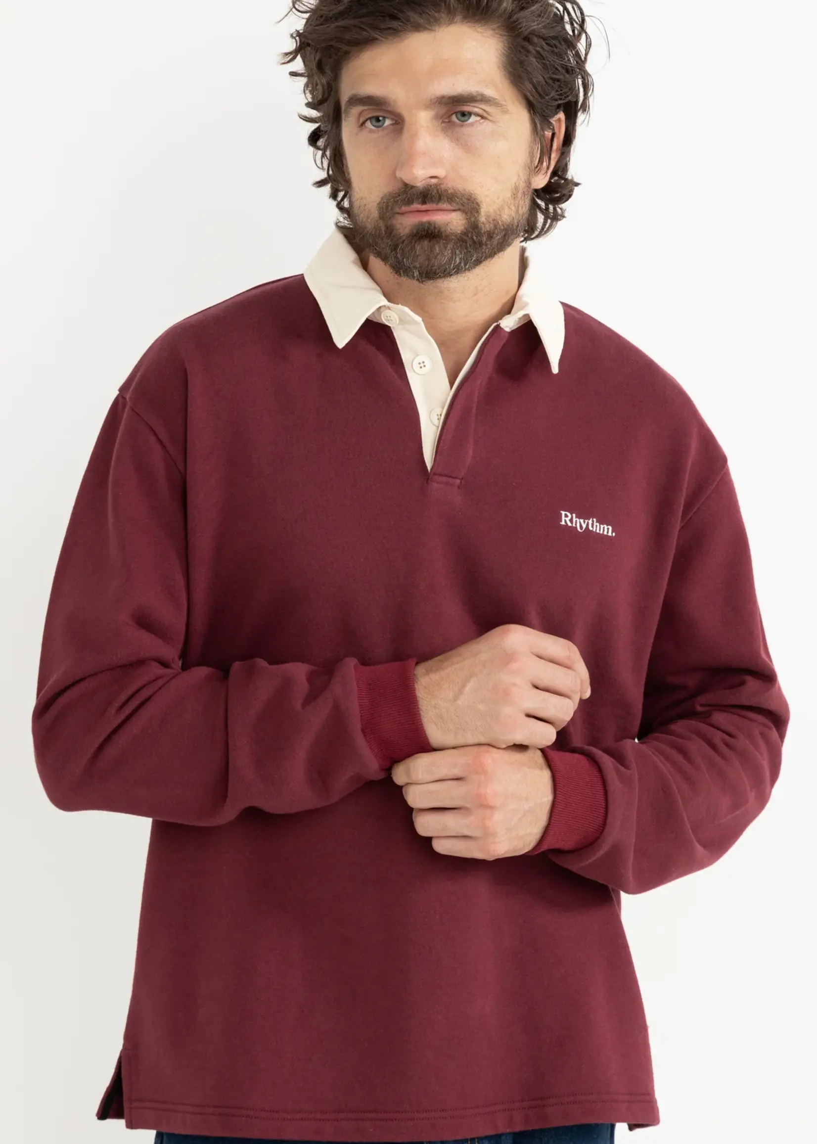 Rhythm Vintage Rugby LS Polo - Merlot