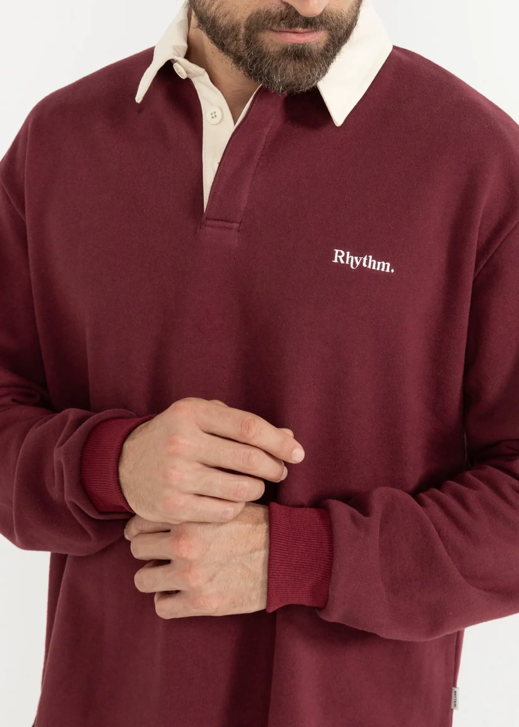 Rhythm Vintage Rugby LS Polo - Merlot