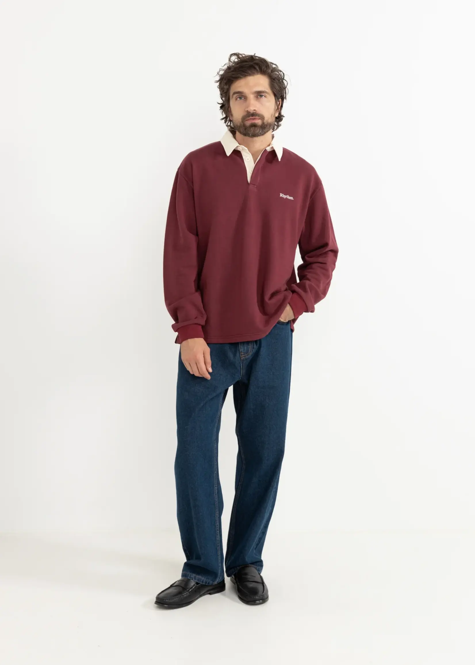 Rhythm Vintage Rugby LS Polo - Merlot