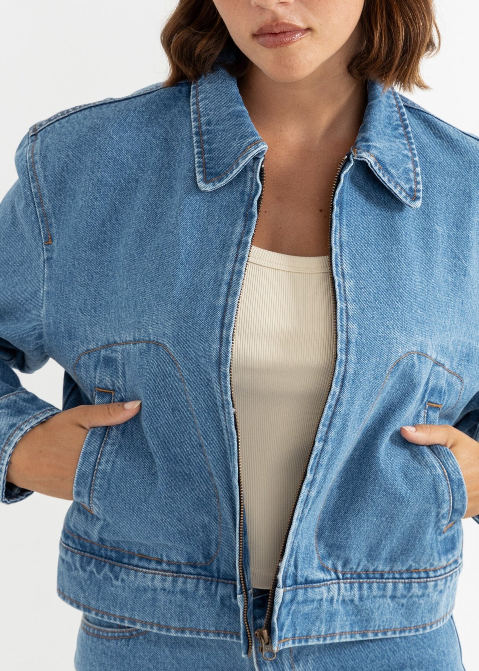 Rhythm Juliet Denim Jacket - Washed Blue