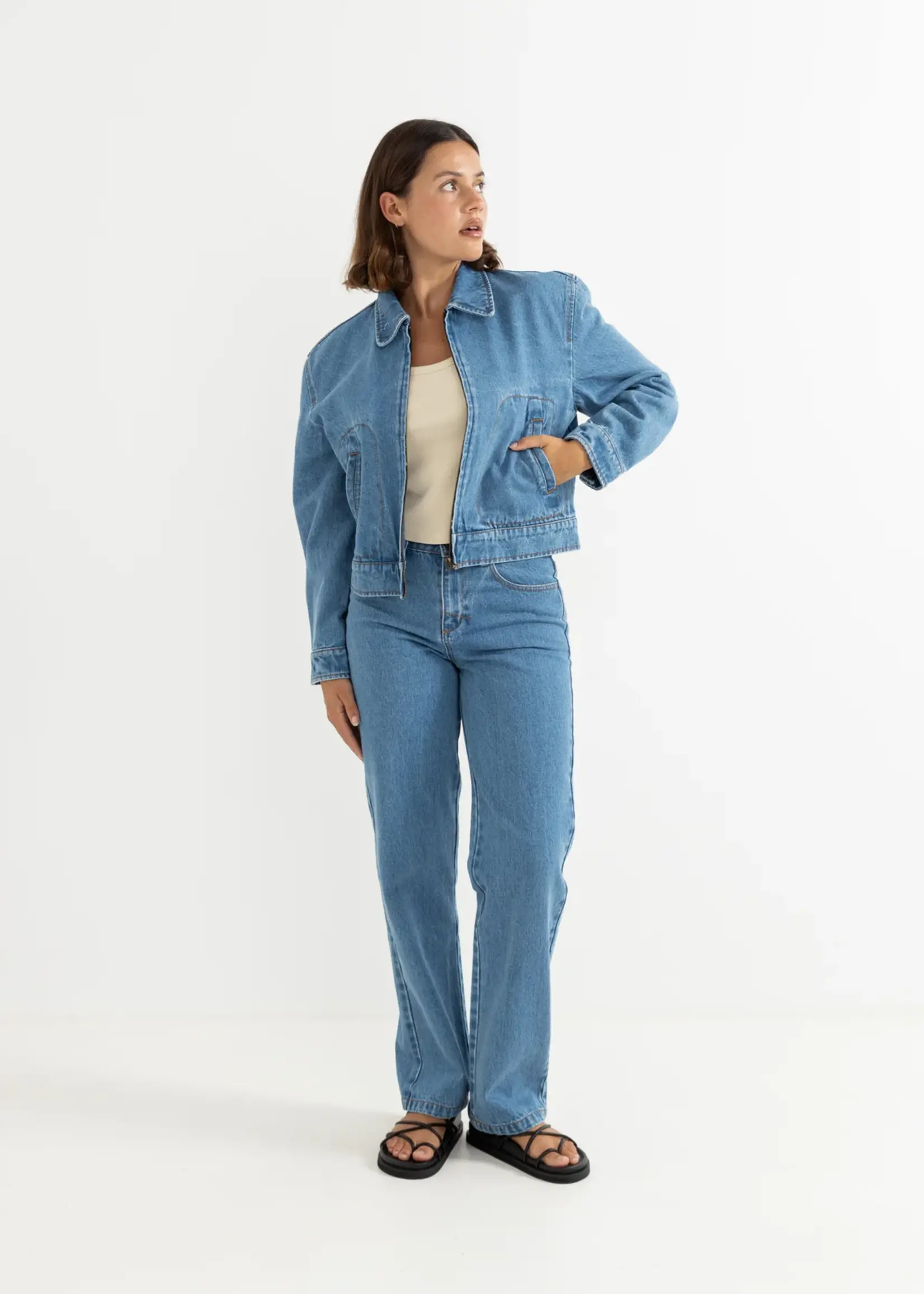 Rhythm Juliet Denim Jacket - Washed Blue