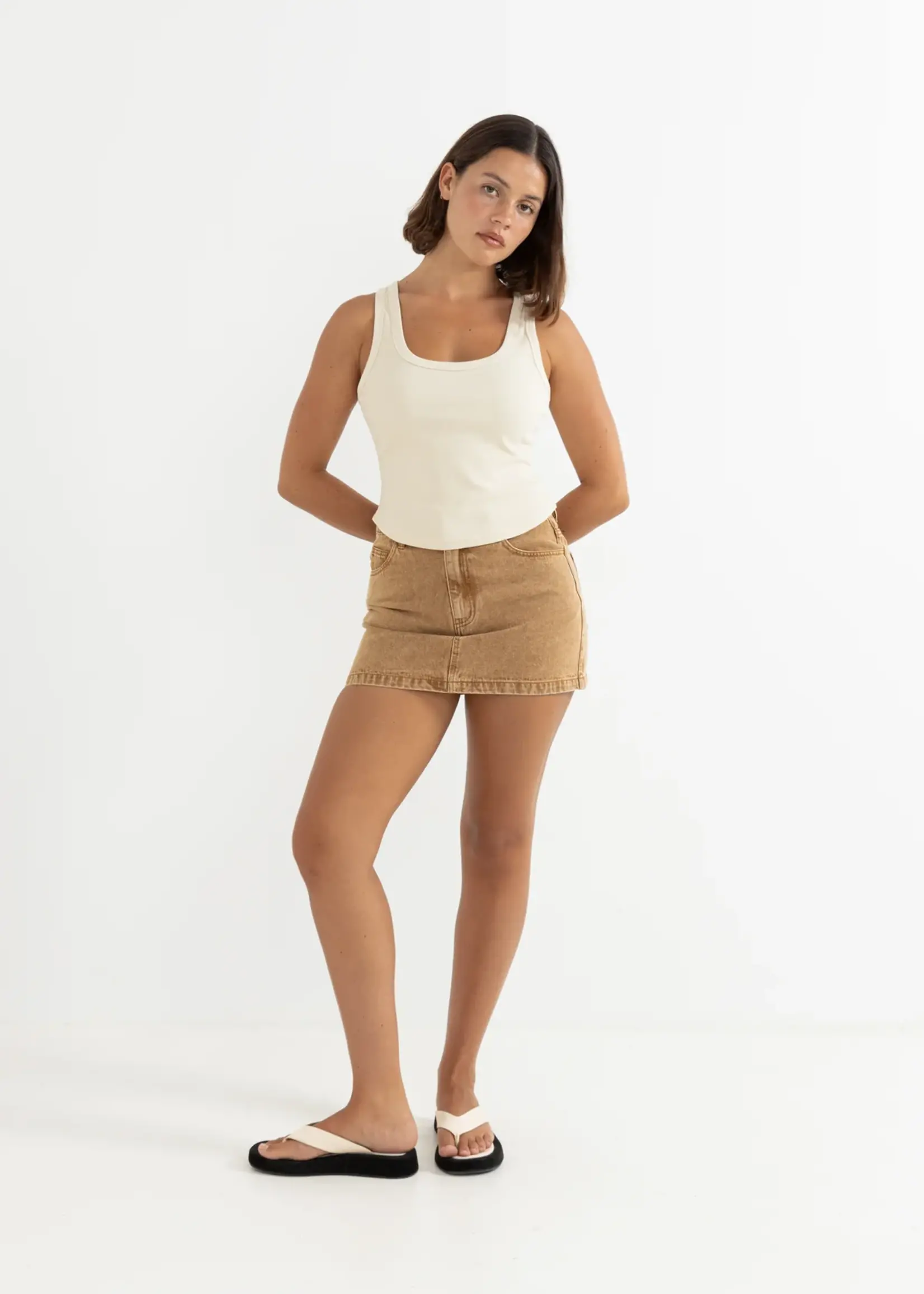 Rhythm Ruby Mini Skirt - Washed Sand