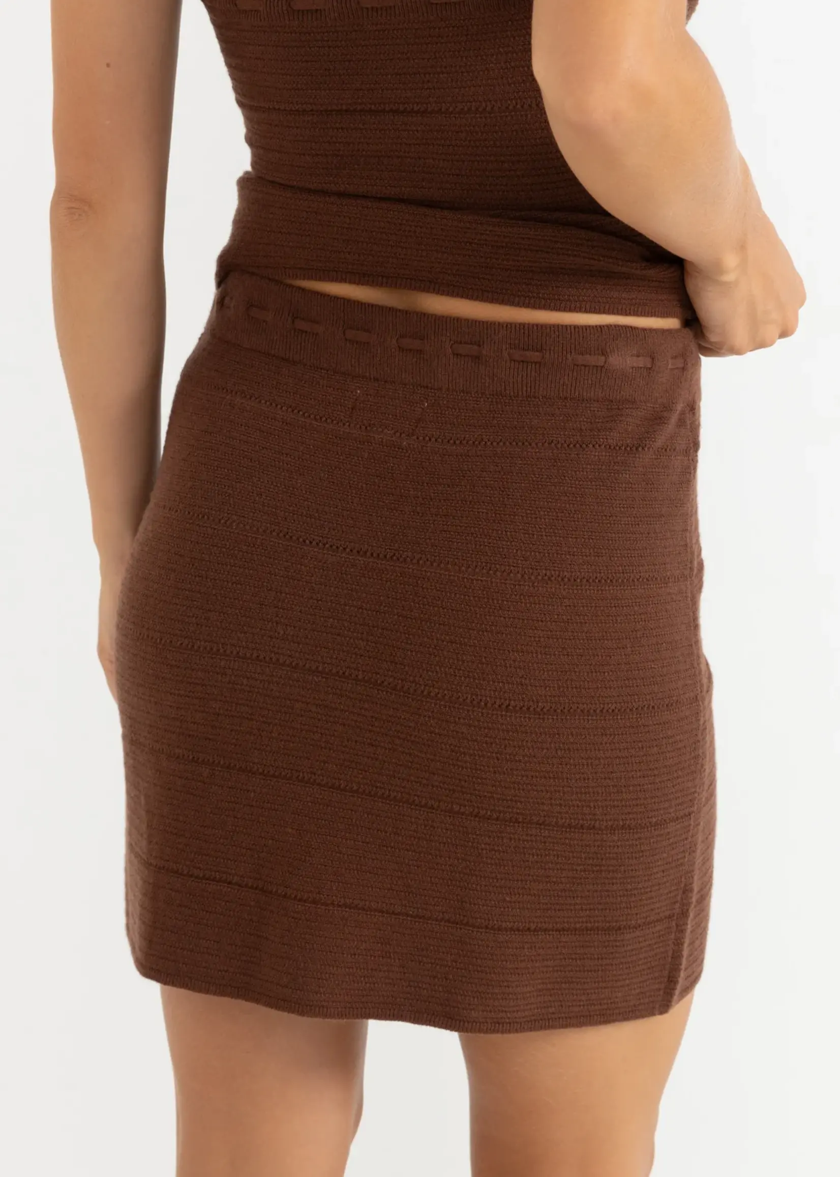 Rhythm Maggie Knit Mini Skirt - Chocolate