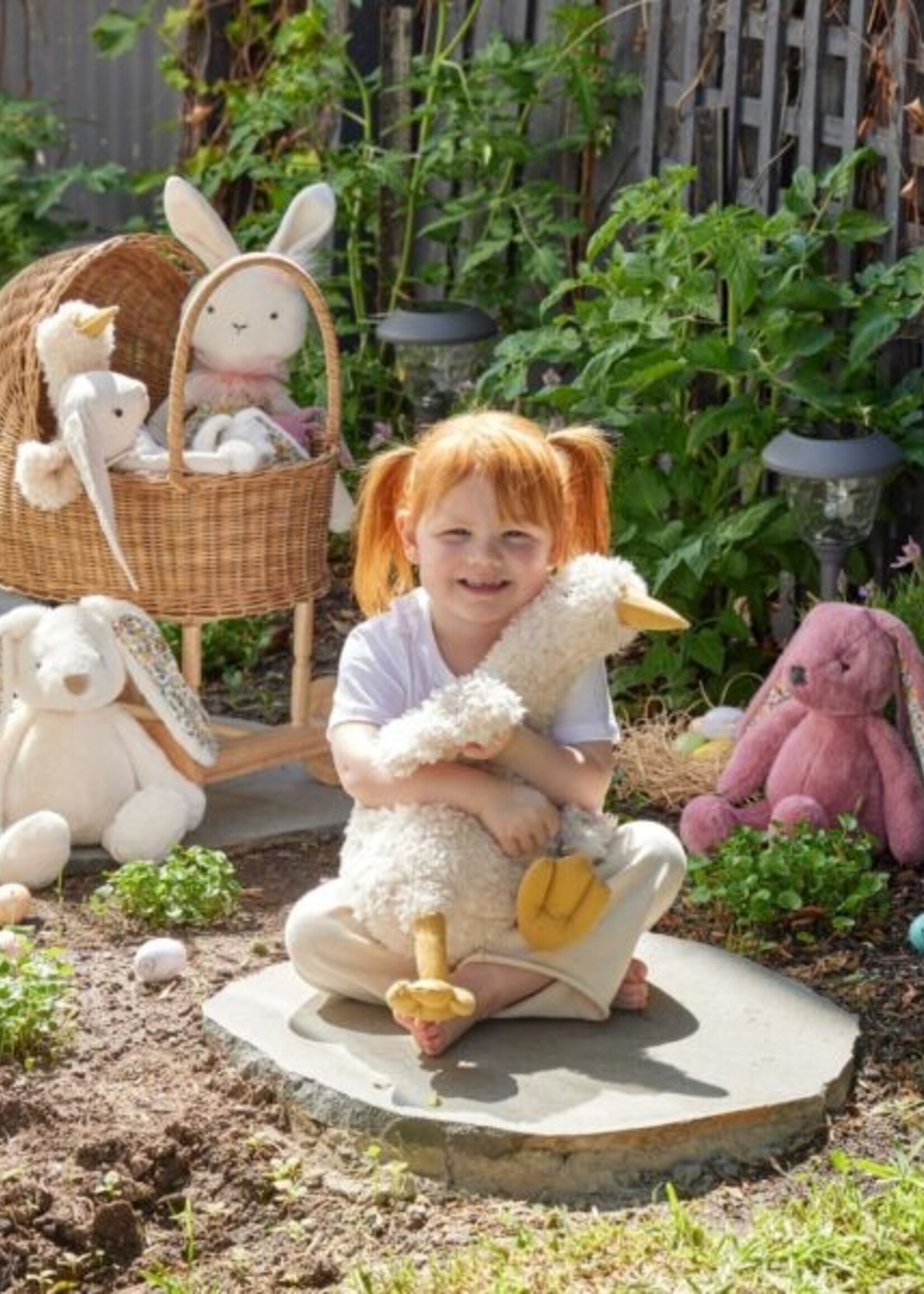Jiggle & Giggle Floral White Bunny - Medium
