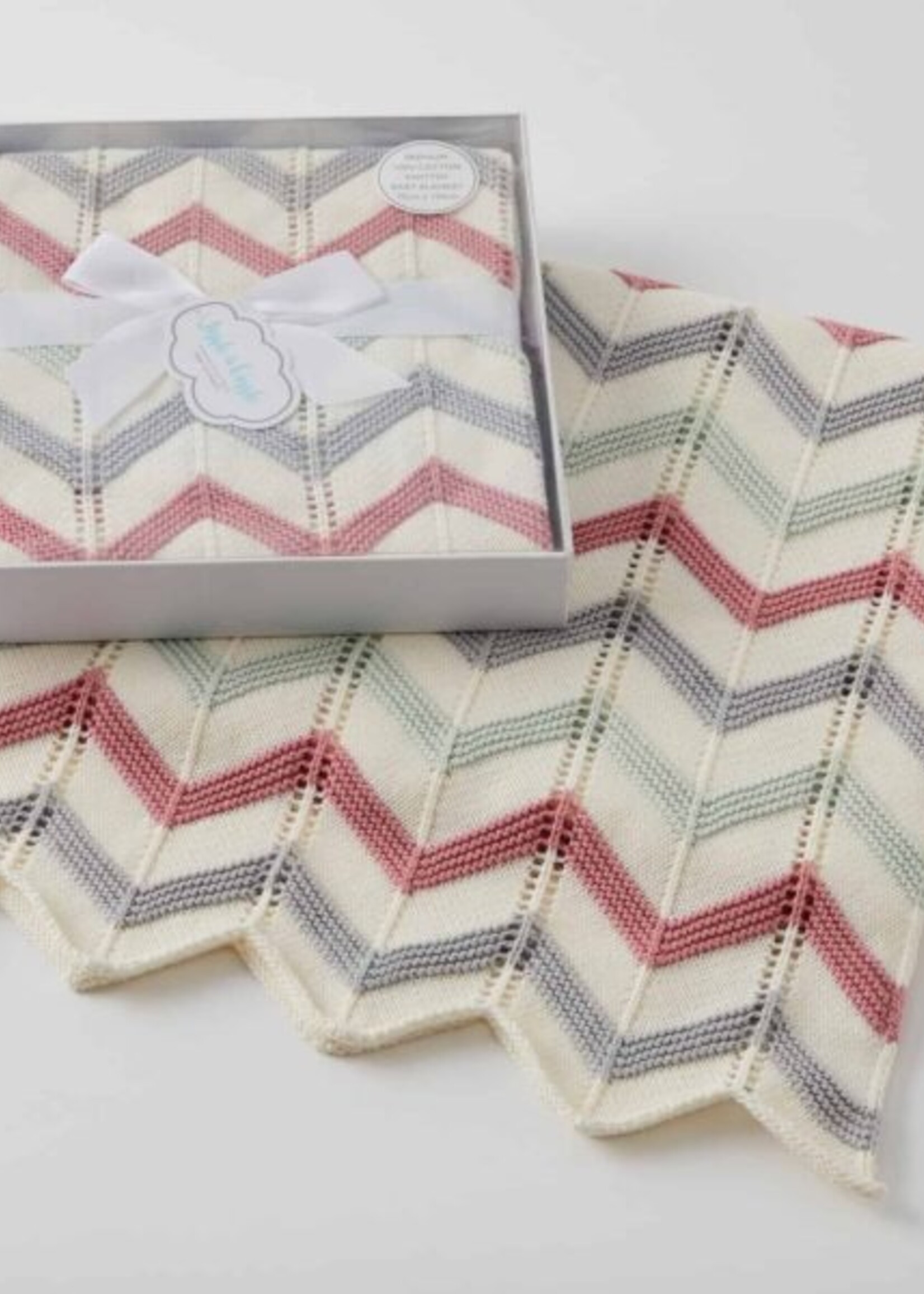 Jiggle & Giggle Blush Zig-Zag Knit Blanket