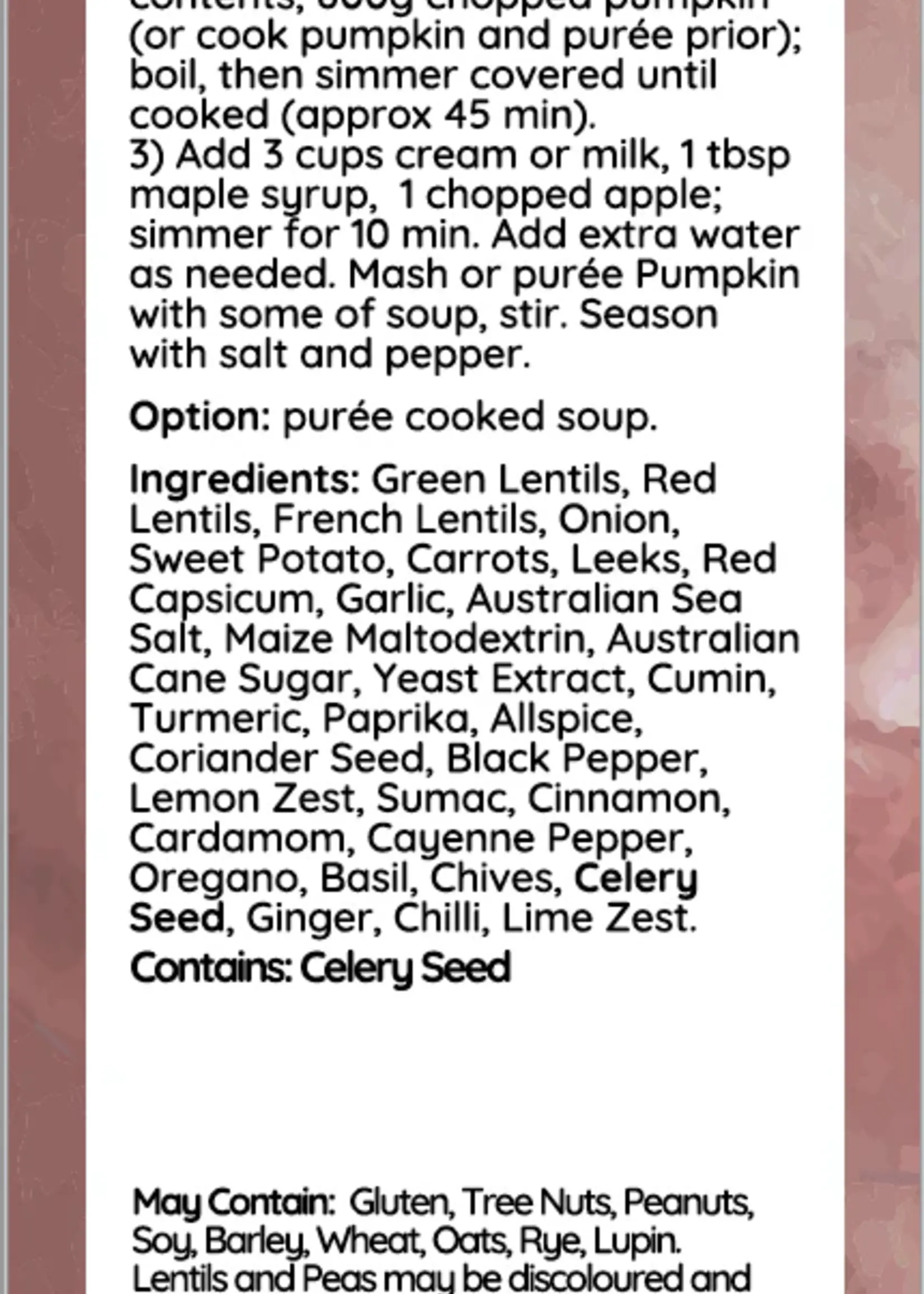 Gourment Taste Creations Pumpkin & Lentil Soup Mix - 400g