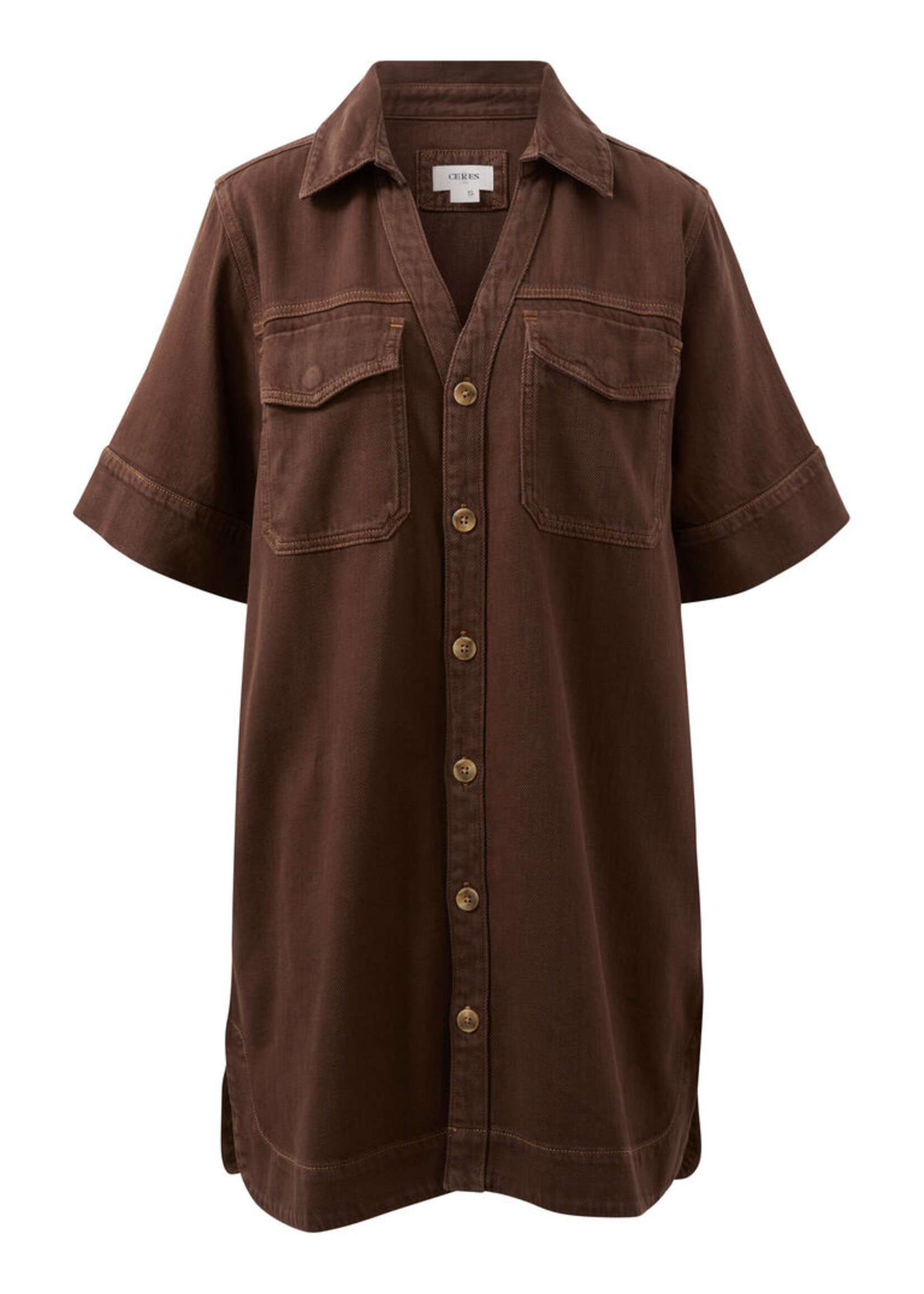 Ceres Life Relaxed Shirt Dress - Chocolate