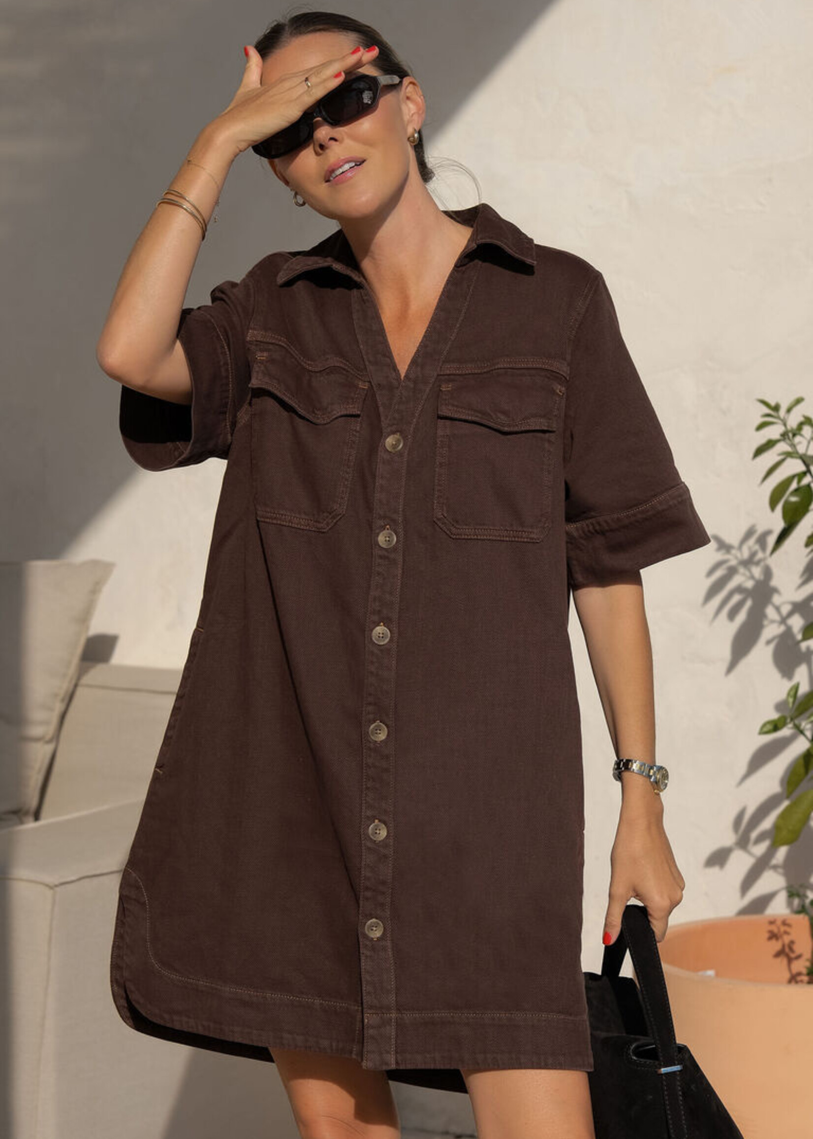 Ceres Life Relaxed Shirt Dress - Chocolate