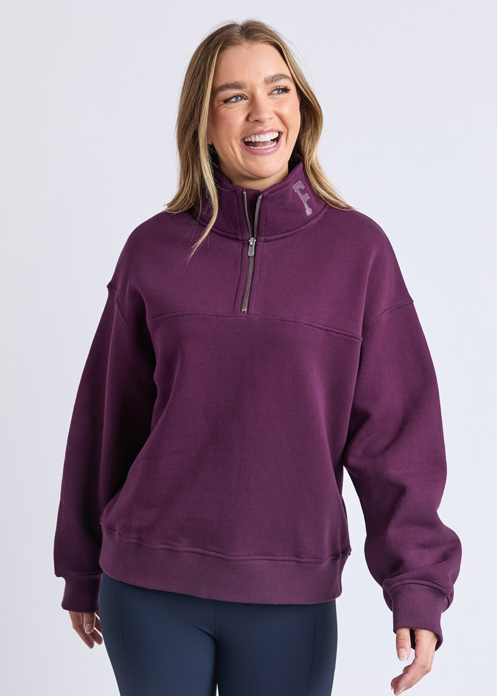 Foxwood College Zip Crew -Plum