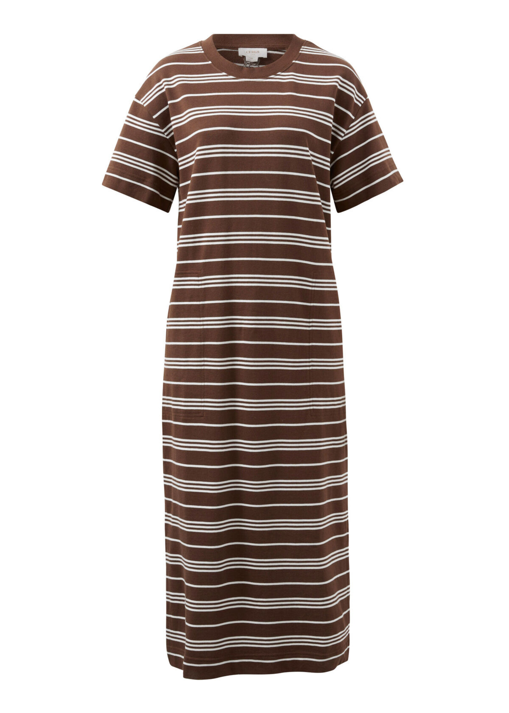 Ceres Life Charlotte Midi Terry Dress- Choc White Stripe