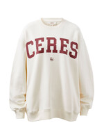 Ceres Life Isla Oversized Slouchy Crew - Winter White Heritage Logo