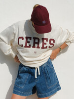 Ceres Life Isla Oversized Slouchy Crew - Winter White Heritage Logo