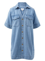 Ceres Life Sammy Relaxed Shirt Dress - Indigo Stripe
