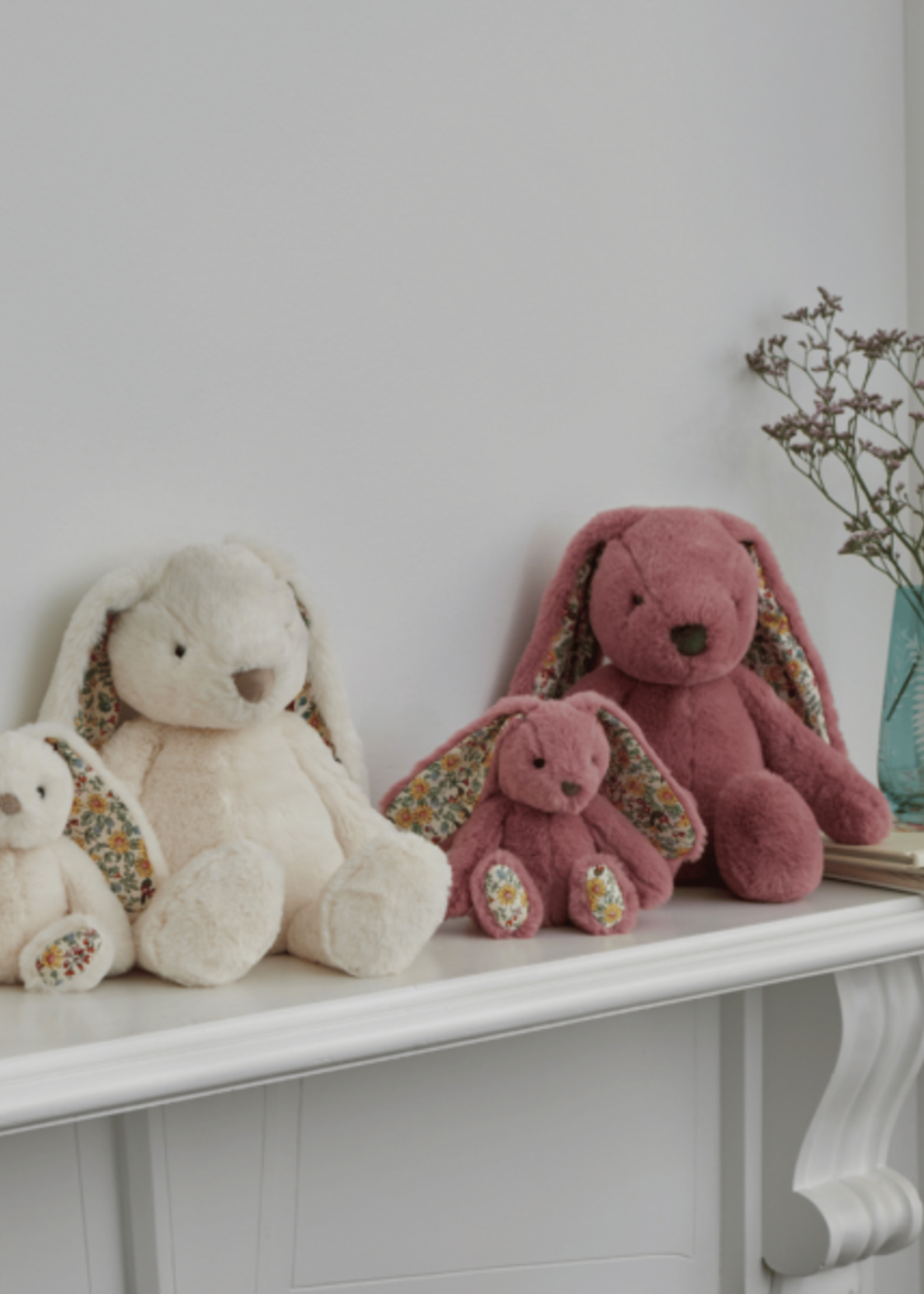 Floral White Bunny Rattle