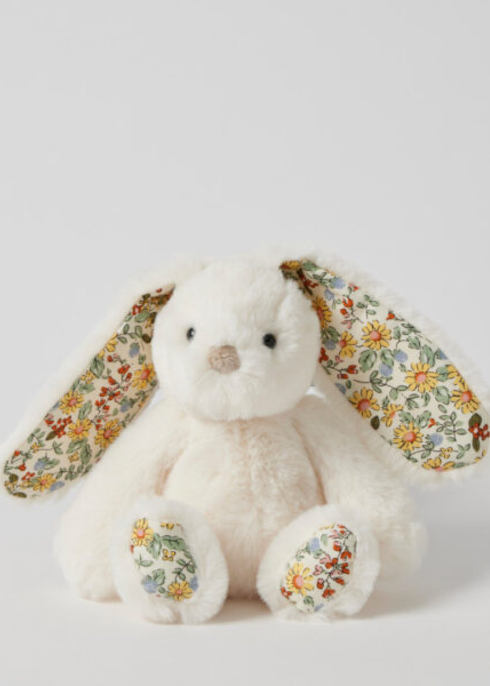 Floral White Bunny Rattle