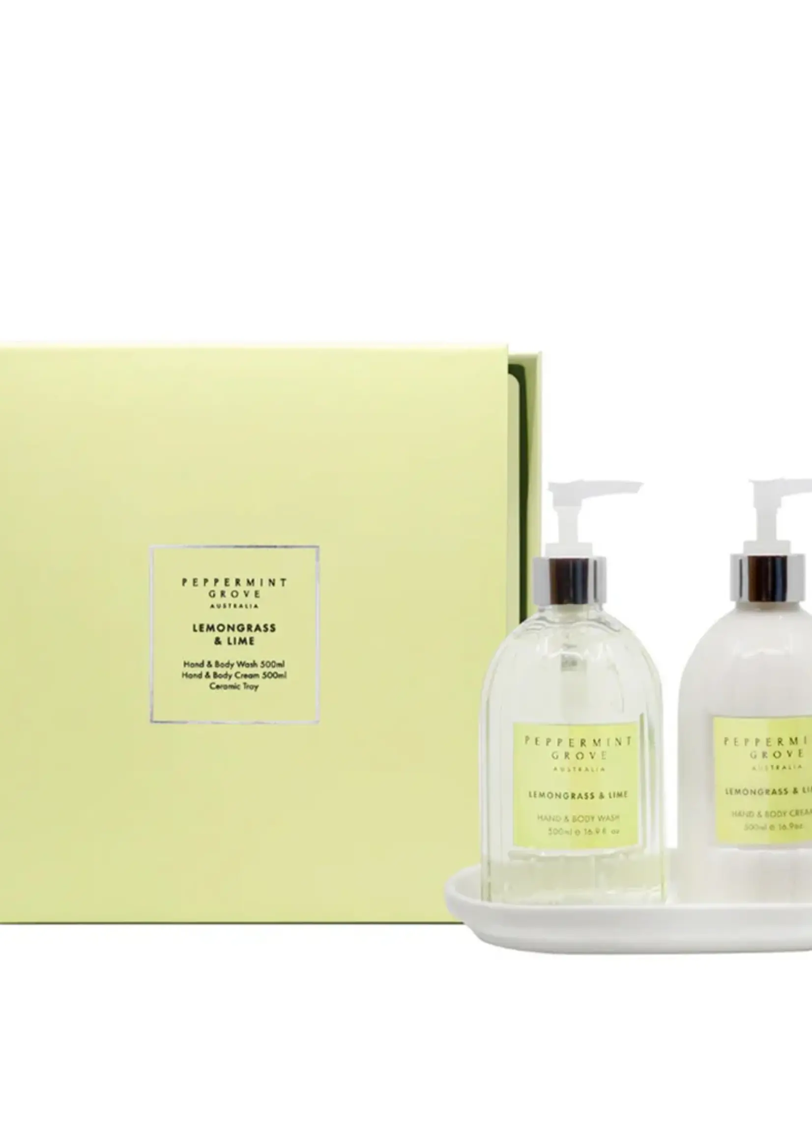 Peppermint Grove Lemongrass & Lime - Hand & Body Wash & Cream 500ml Set