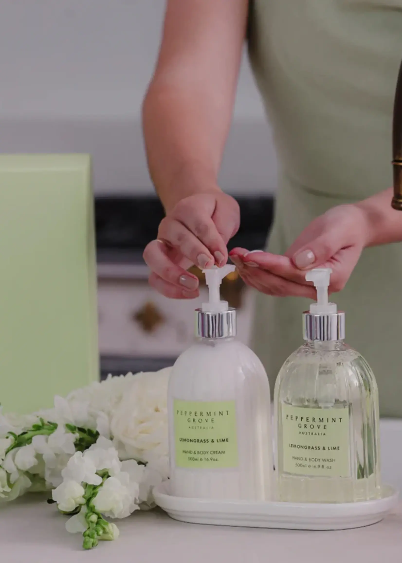 Peppermint Grove Lemongrass & Lime - Hand & Body Wash & Cream 500ml Set