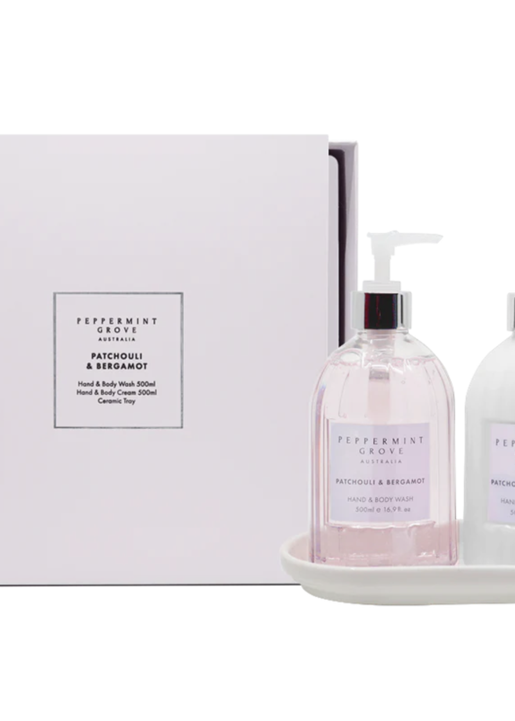Peppermint Grove Patchouli & Bergamot - Hand & Body Wash & Cream 500ml Set