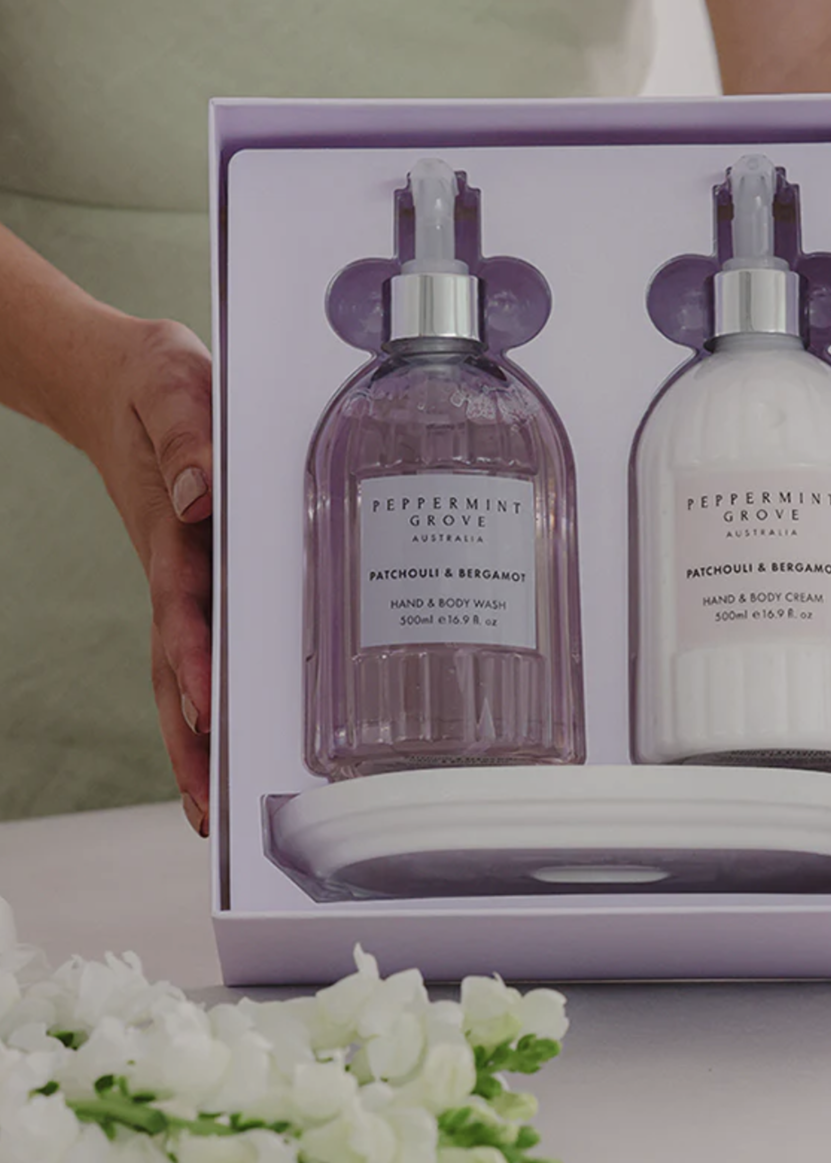 Peppermint Grove Patchouli & Bergamot - Hand & Body Wash & Cream 500ml Set