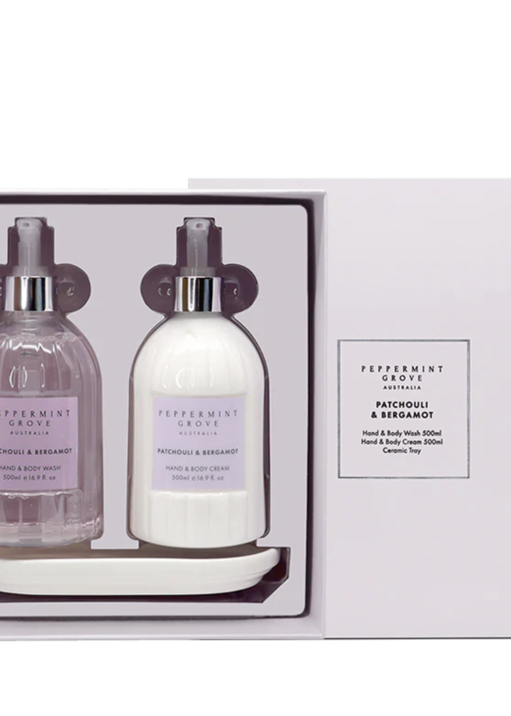 Peppermint Grove Patchouli & Bergamot - Hand & Body Wash & Cream 500ml Set