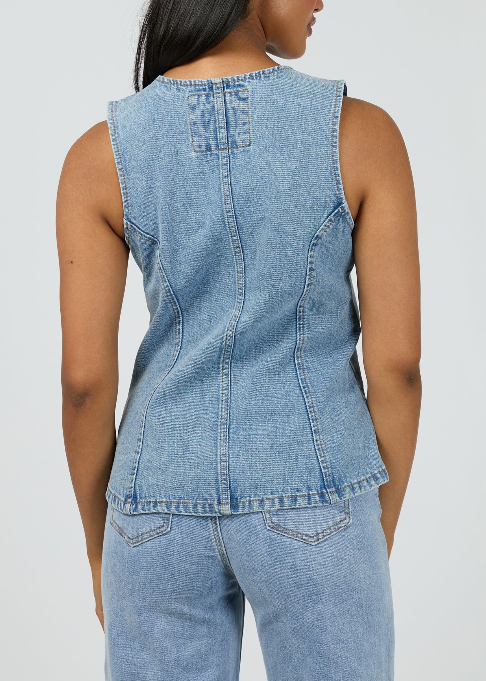 All About Eve Lena Denim Vest - Light Blue