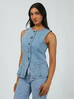 All About Eve Lena Denim Vest - Light Blue