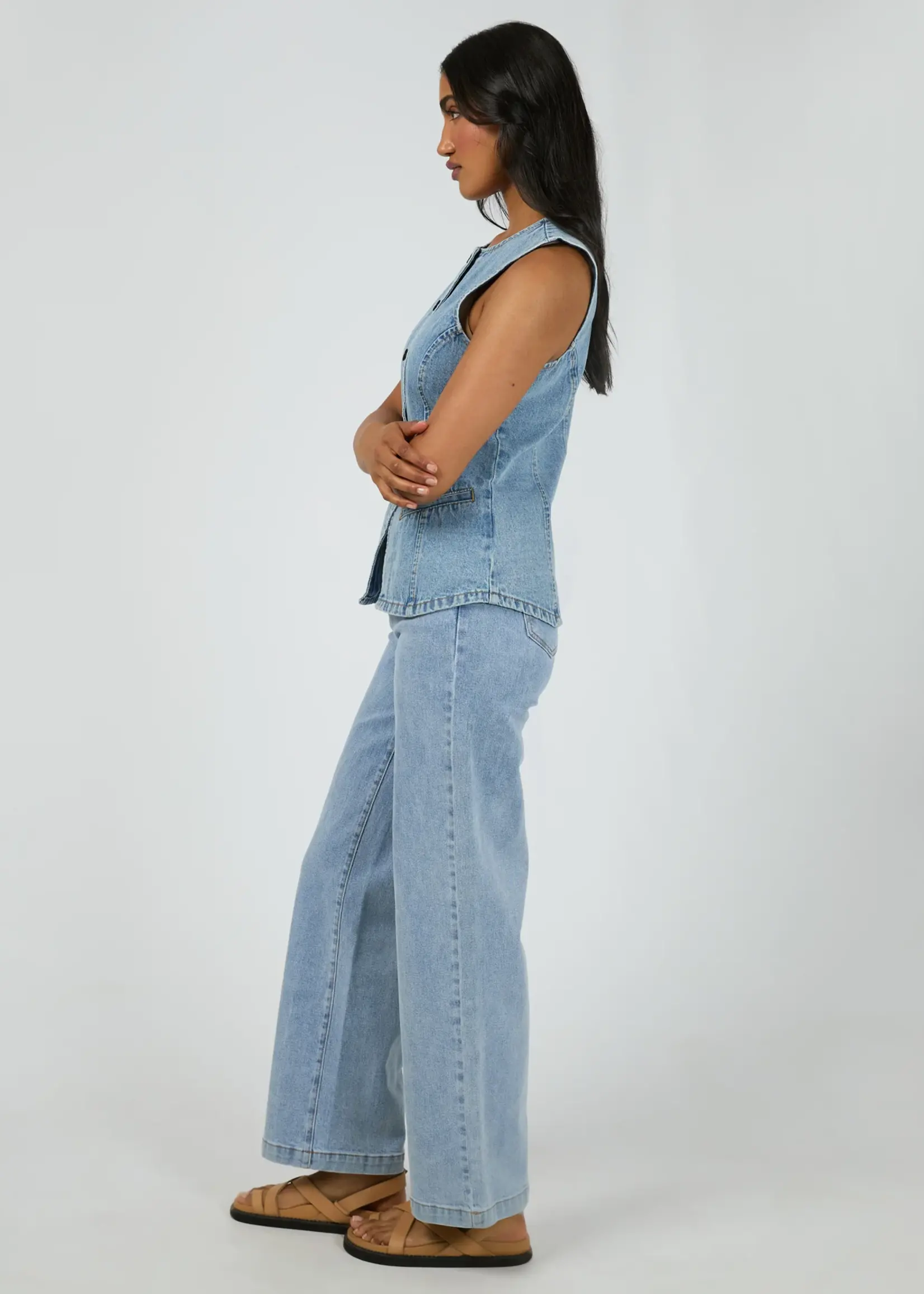 Lena Denim Vest - Light Blue