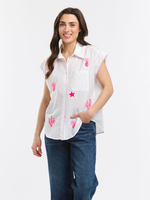 Italian Star Anime Embroidered Sleeveless Shirt