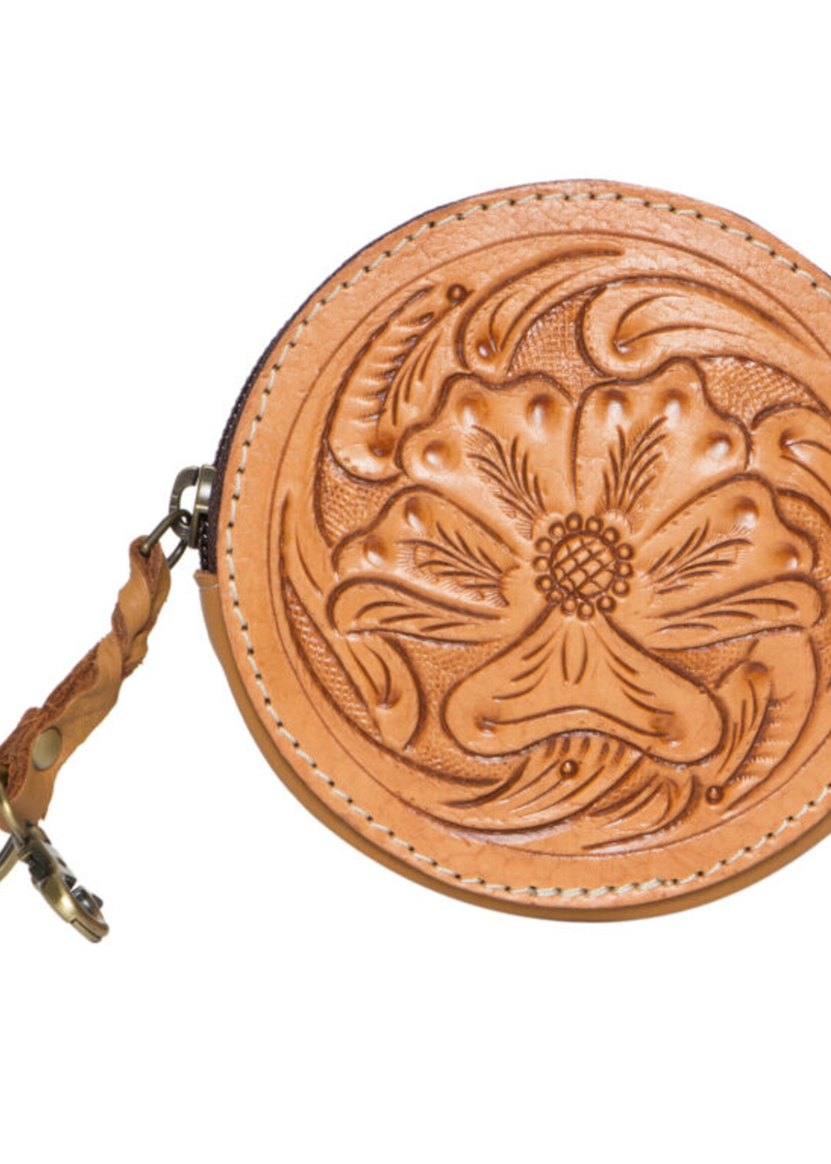 The Design Edge Tan Tooled Leather Coin Purse (CA10)